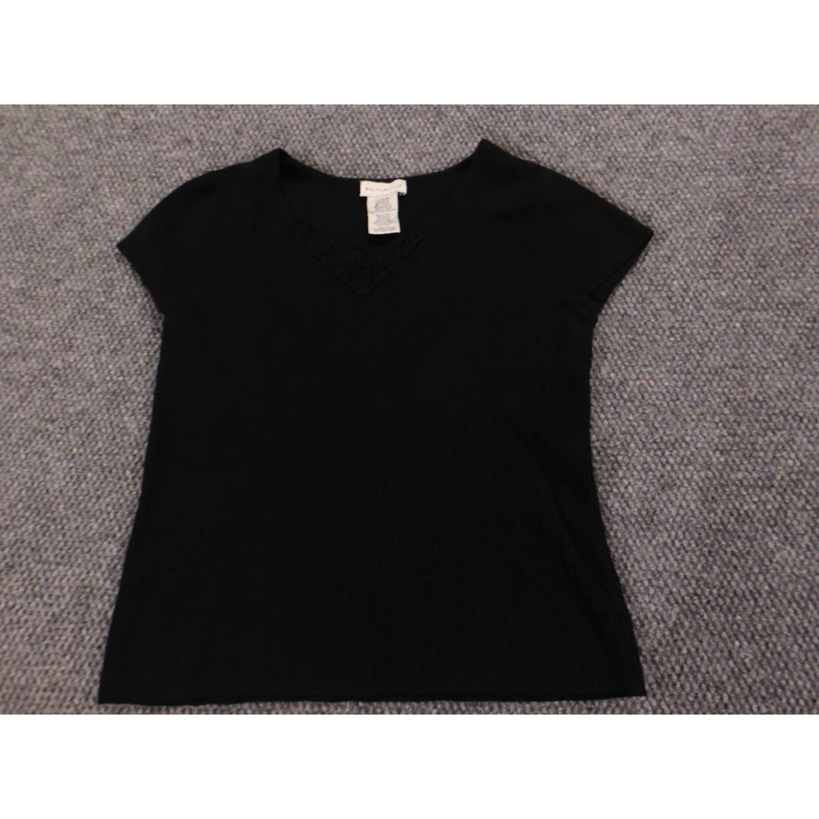 Vintage White Stag Shirt Womens Large Black Pullover T-Shirt Short Sleeve Crew Neck Cap Sleeve Ruffle Breathable Stretch Basic Casual Vintage No Size L / US 10 / IT 46 - 2 Thumbnail