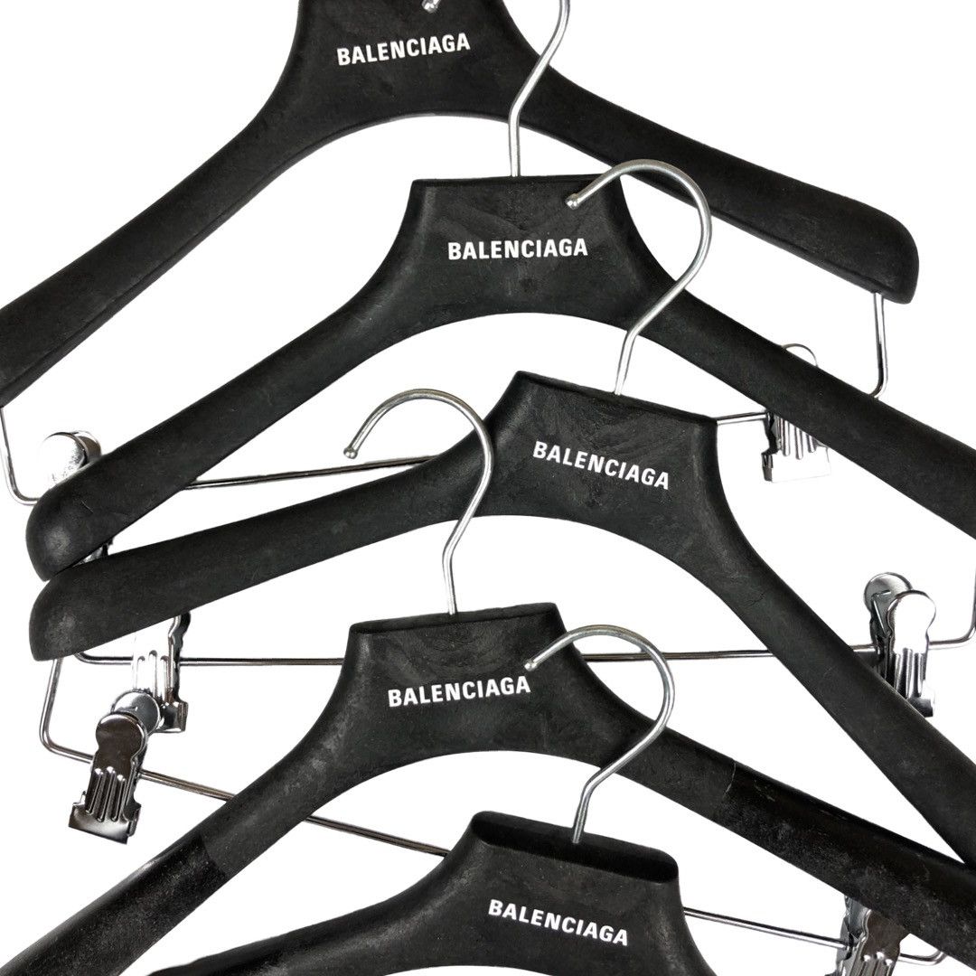 image of Balenciaga Wooden Logo Hangers in Black, Men's