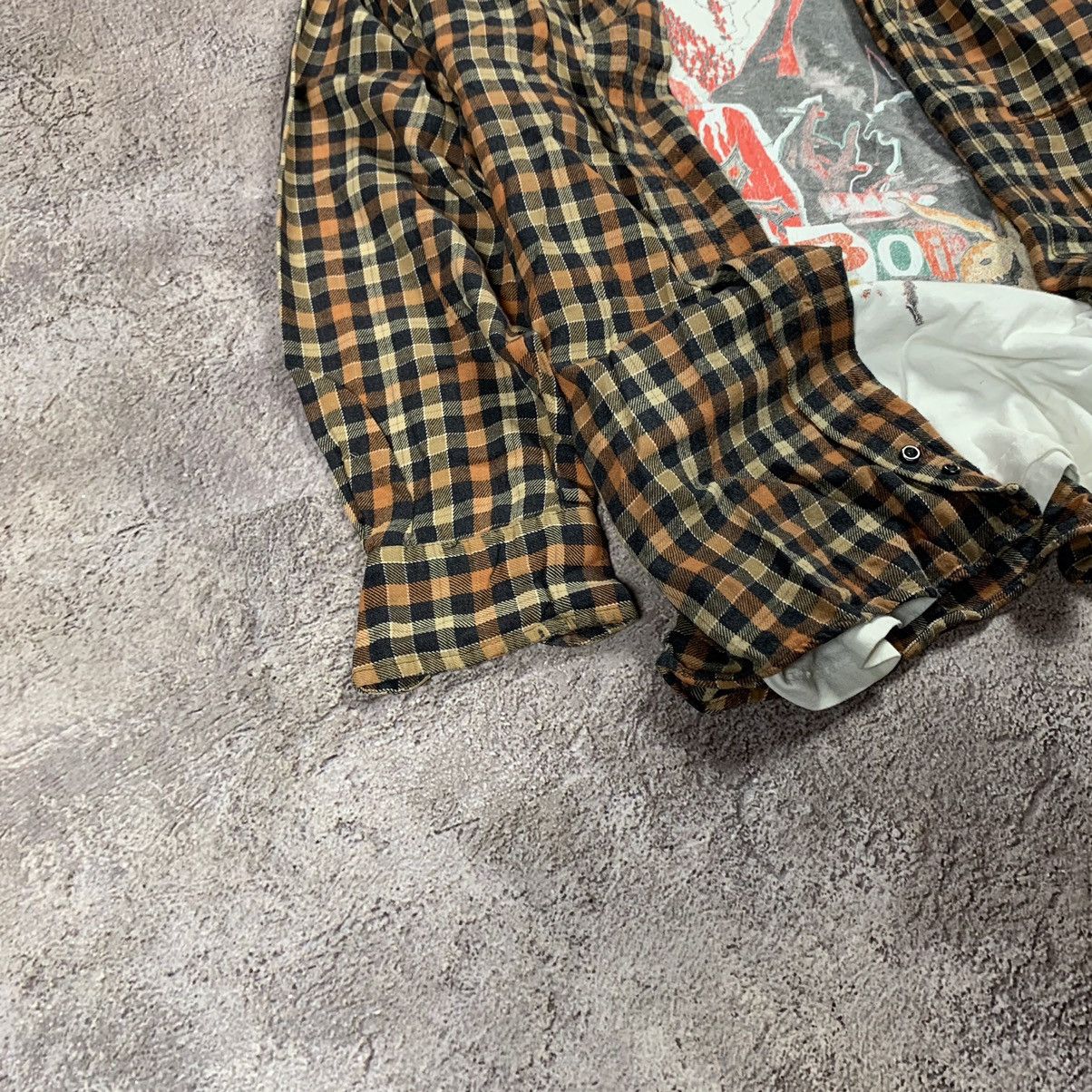 Vintage Vintage 90s Checkered Chore Coat Grunge Workwear Tan Faded L Size US L / EU 52-54 / 3 - 2 Thumbnail