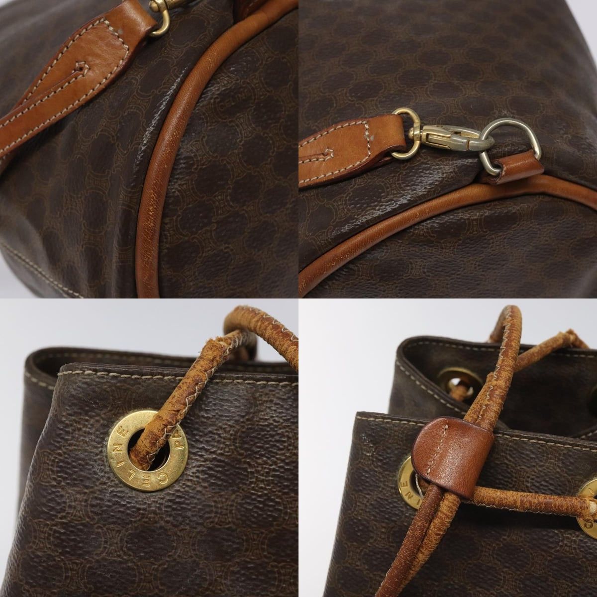 Celine CELINE Macadam Canvas Purse Backpack Pvc Leather Brown Gold Size ONE SIZE - 11 Thumbnail