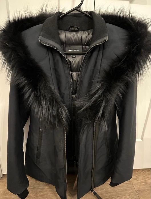 Adali, Down coat with natural fur Signature Mackage Collar for