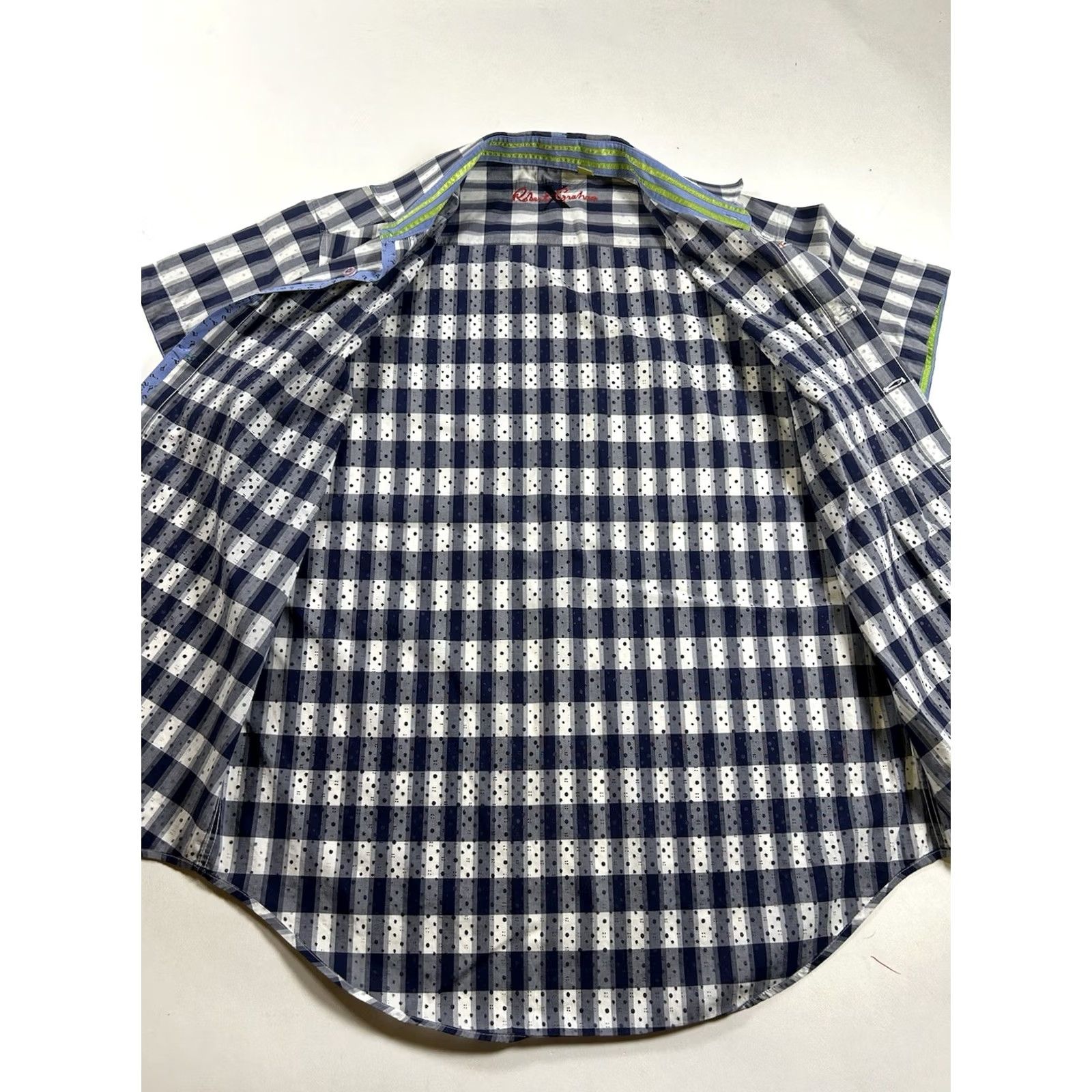 Robert Graham Robert Graham Shirt Blue Plaid Paint Splotch Short Sleeve Men’s Medium Clean Size US M / EU 48-50 / 2 - 6 Thumbnail