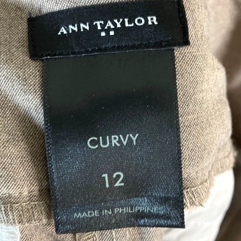 Ann Taylor Ann Taylor Women's Pants Brown Curvy Minimalist Workwear Wide-Leg Stretch 12 Size 34" / US 12 / IT 48 - 4 Thumbnail