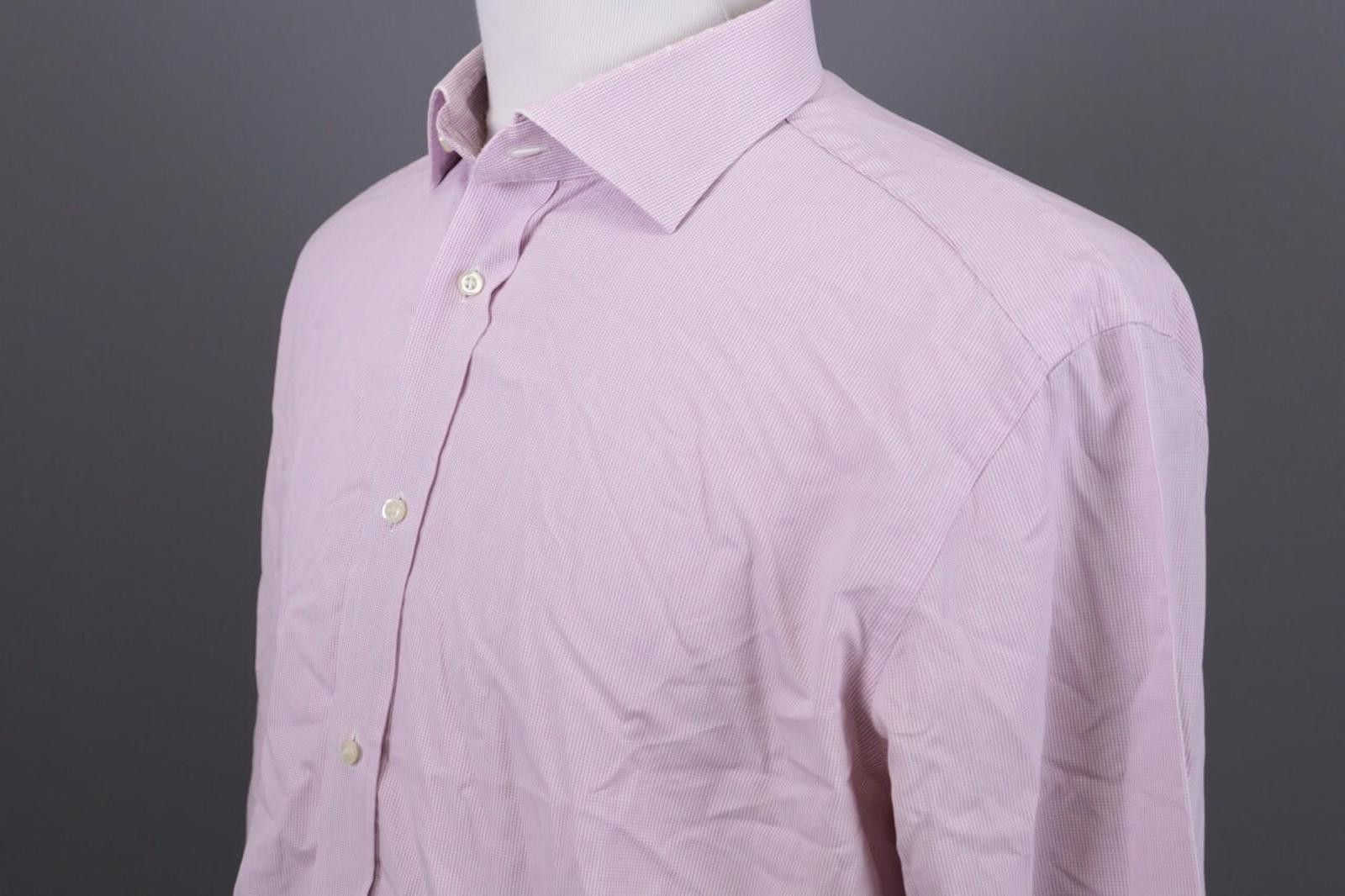 Designer Boggi Milano Pink Check Button Down Shirt 44 / 17 1/2 Size US M / EU 48-50 / 2 - 8 Thumbnail