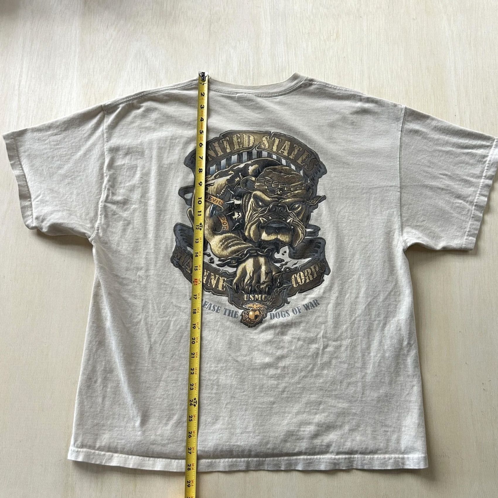 Vintage VINTAGE Quail Hollow USMC T-Shirt Mens XL Beige Graphic Bulldog Marine Corps Crew Neck Short Sleeve Size US XL / EU 56 / 4 - 7 Thumbnail