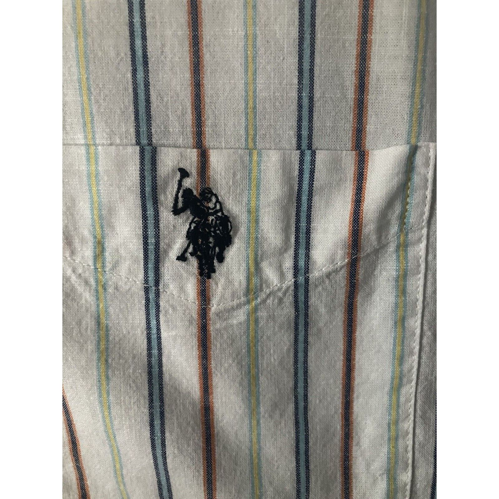 Polo Ralph Lauren US Polo Assn Mens Casual Shirt XXL white Striped Button Up Size US XXL / EU 58 / 5 - 3 Thumbnail