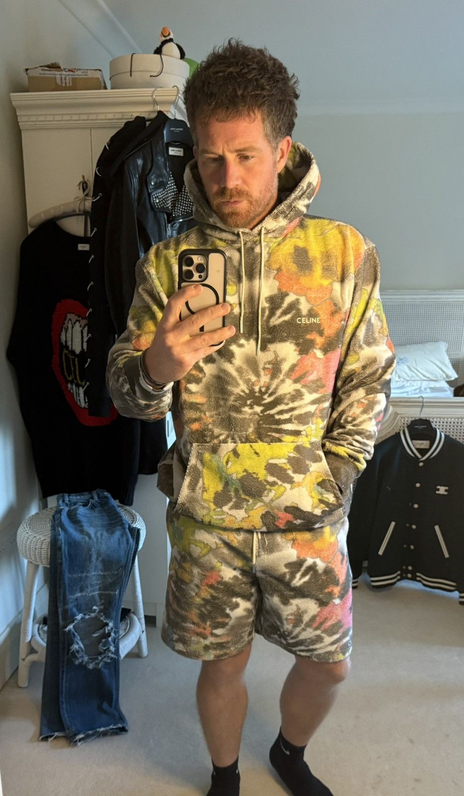 Celine $2.15k SS24 Celine tie dye tracksuit hoodie shorts Hedi Size US L / EU 52-54 / 3 - 2 Thumbnail
