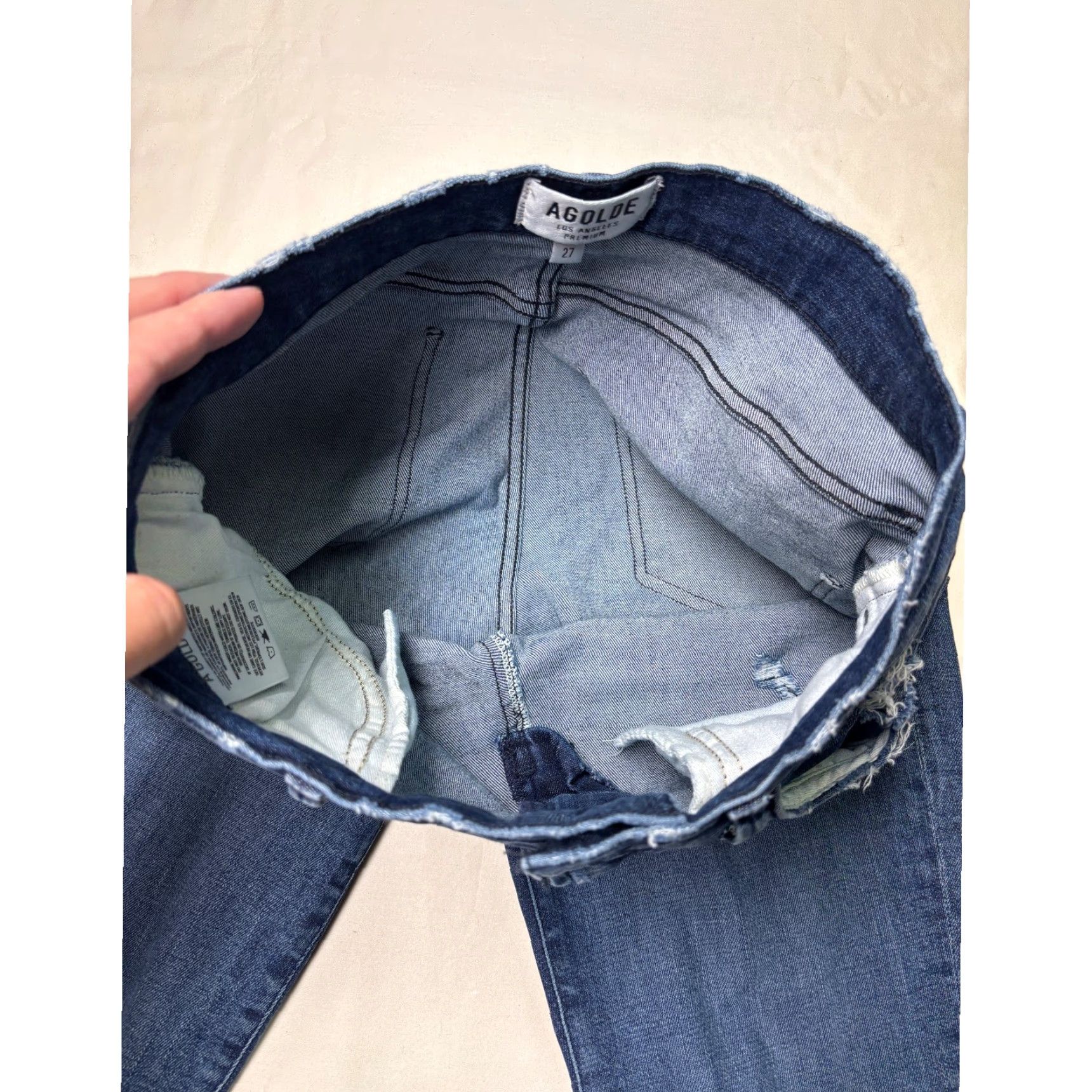 Agolde AGOLDE Jeans 27x26 Premium Skinny Distressed Frayed Hem Dark Wash Denim Size 27" / US 4 / IT 40 - 4 Thumbnail