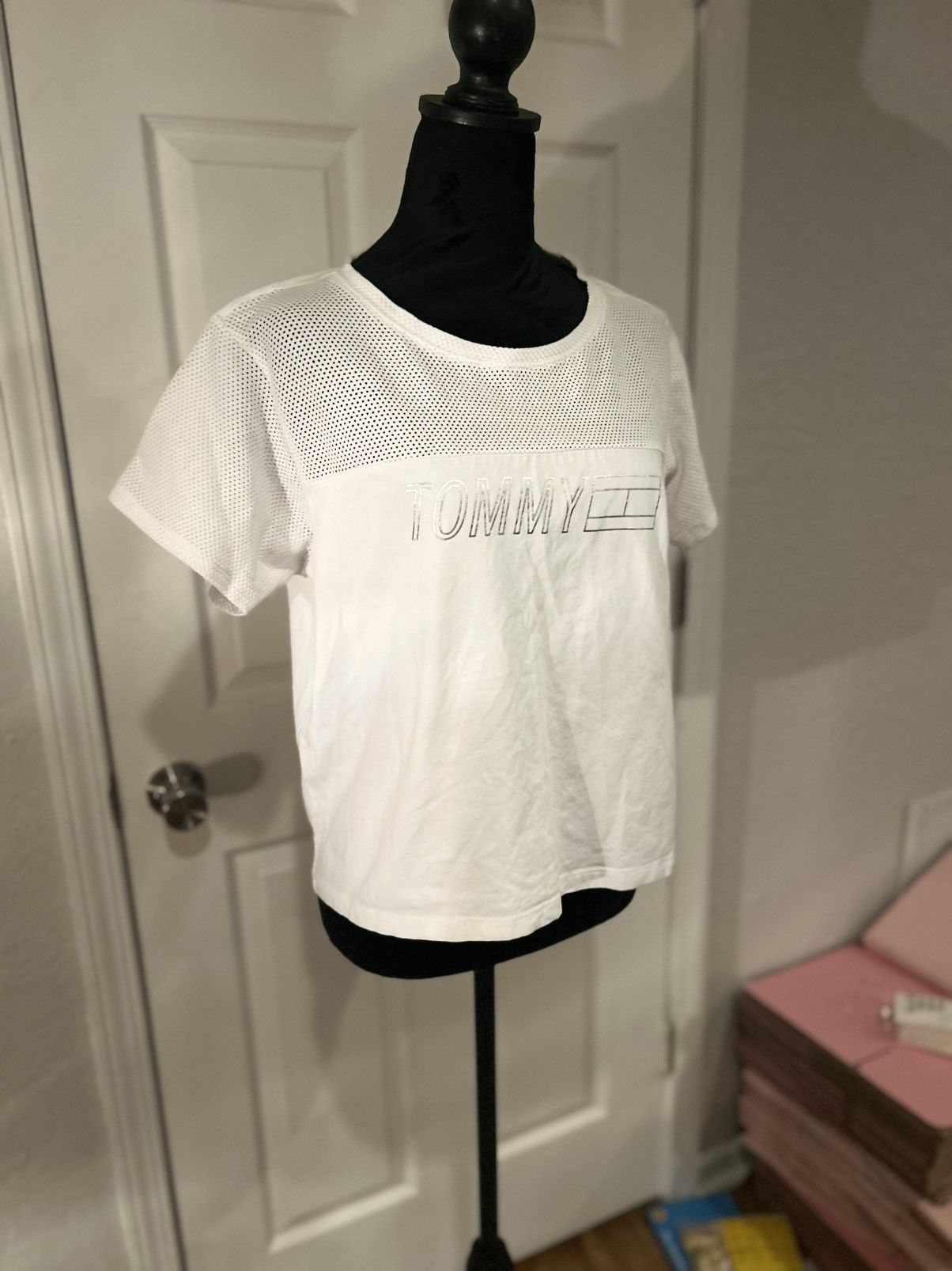 Tommy Hilfiger Tommy Hilfiger Women’s White Mesh T-Shirt, Size Medium Size M / US 6-8 / IT 42-44 - 3 Thumbnail