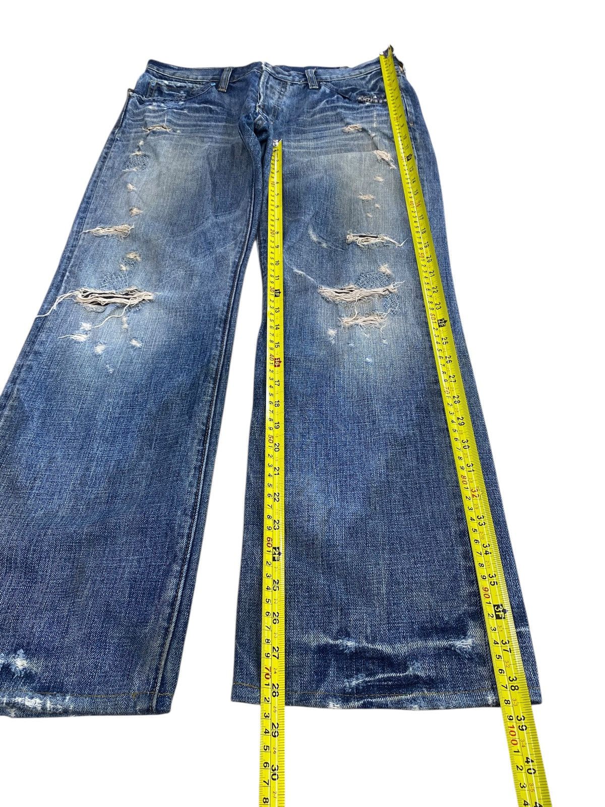Other Japanese Brand Acid Blue Wash Style Distressed Jeans Size US 32 / EU 48 - 7 Thumbnail