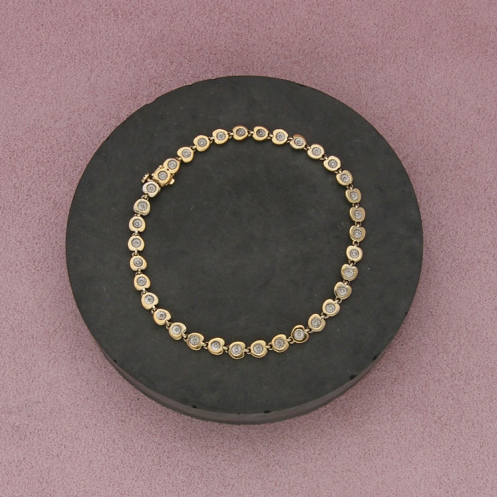 Sterling Silver sterling silver gold plate diamond bracelet size 7.5in Size ONE SIZE - 1 Thumbnail