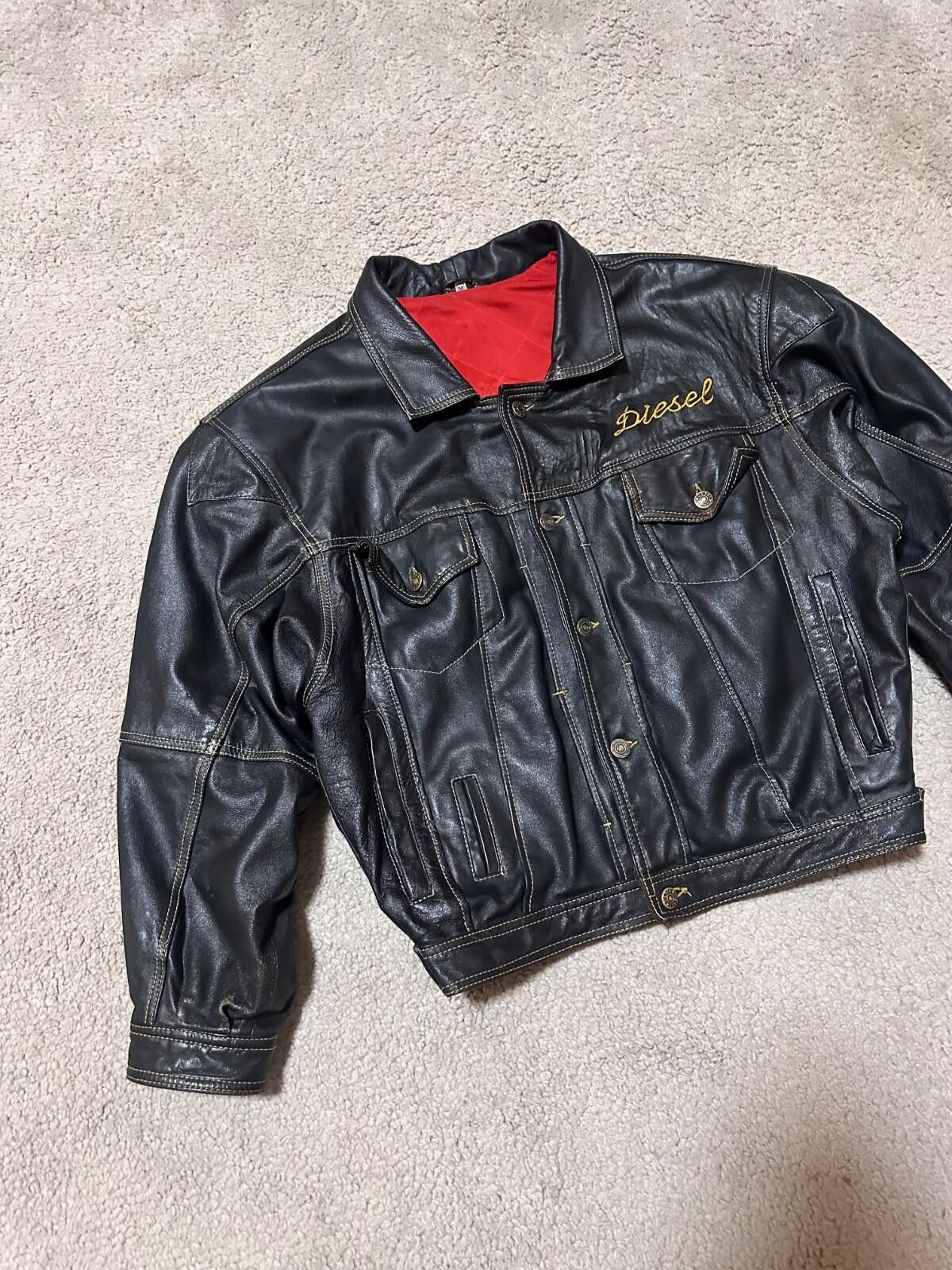 Diesel 90s Vintage Diesel Embroidery Leather Bomber Jacket Sz M Size US M / EU 48-50 / 2 - 3 Thumbnail