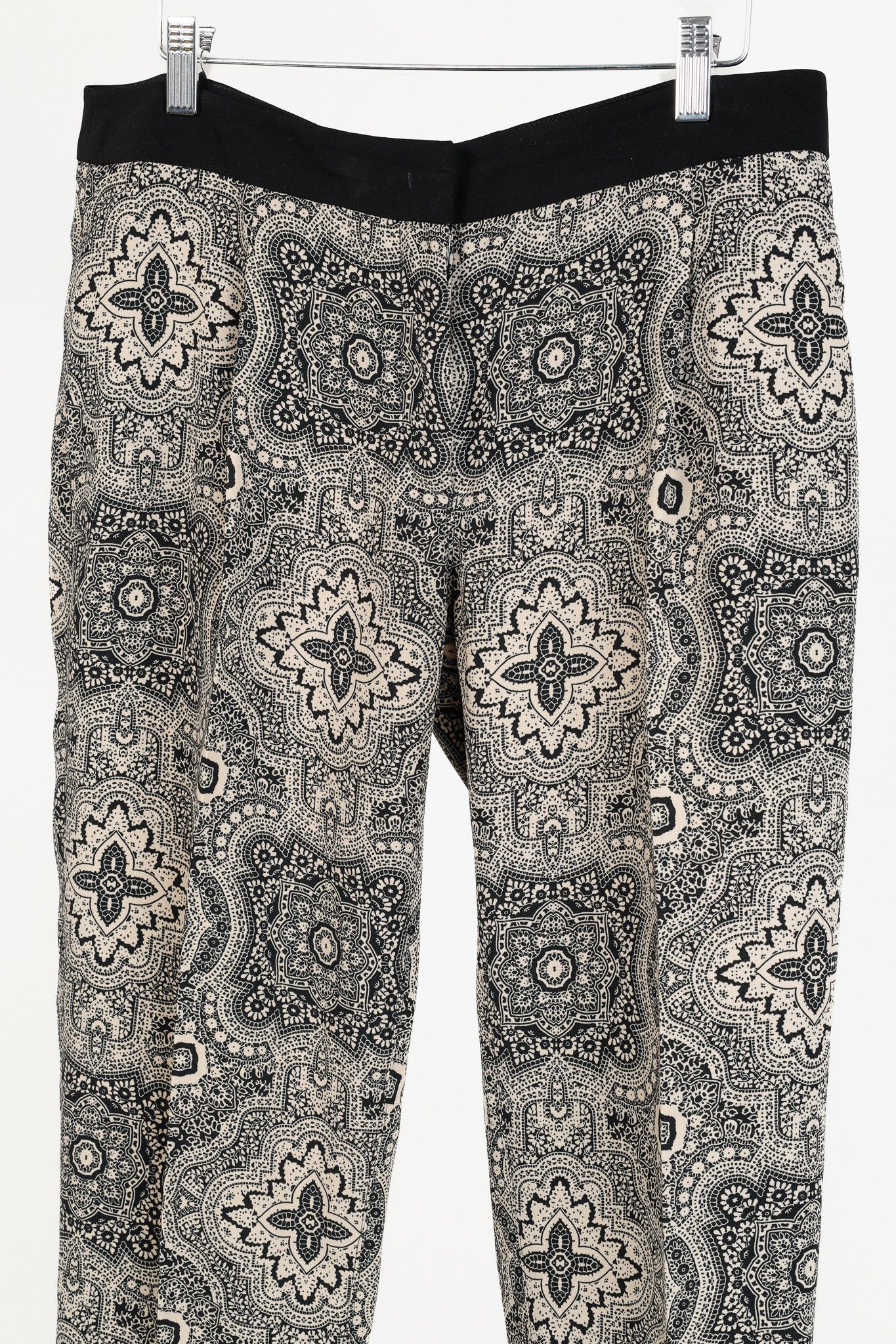 Max Mara Max Mara Weekend Beige & Black Paisley Crepe Trousers Size 34" / US 12 / IT 48 - 2 Thumbnail