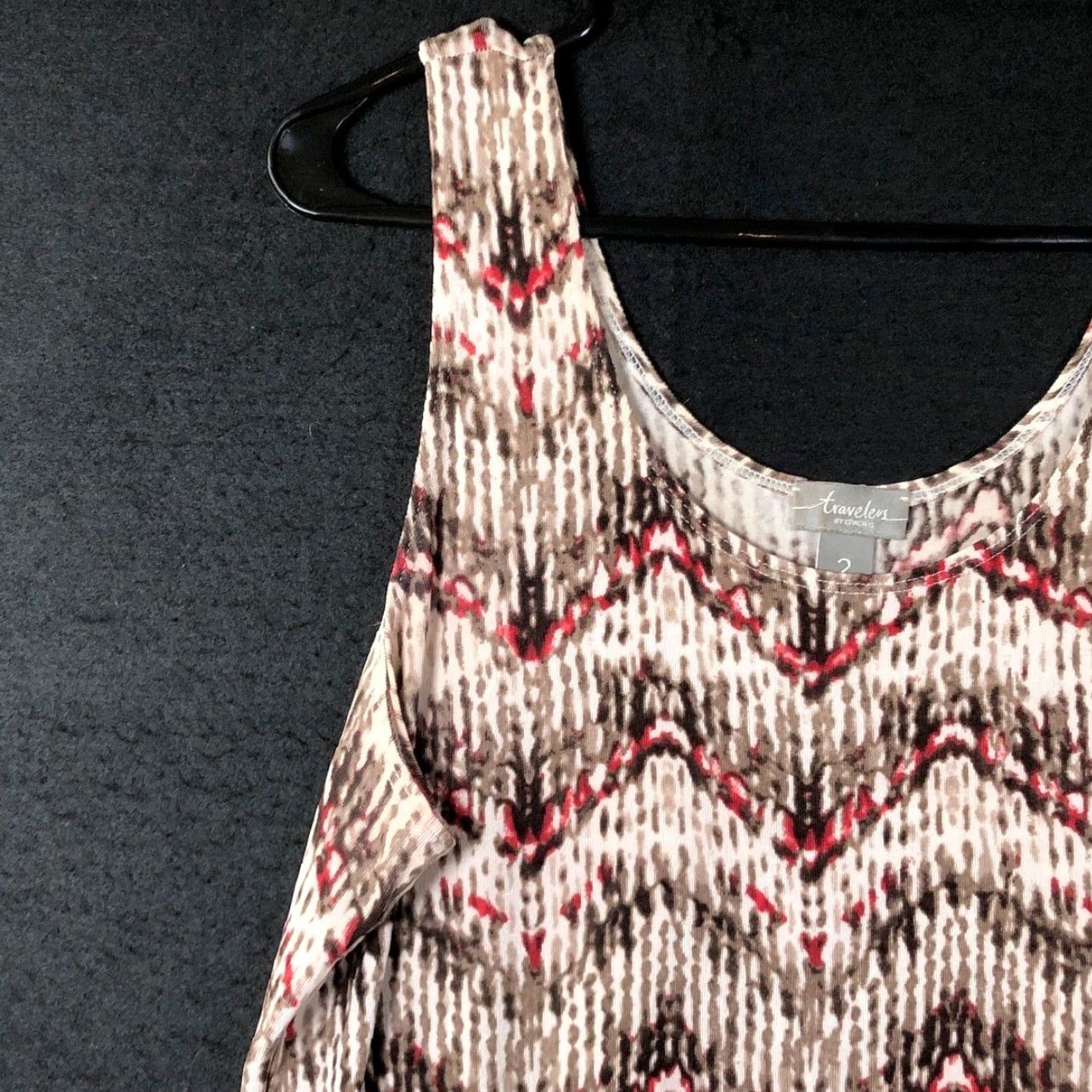 Vintage Chicos Travelers Womens Top Brown Red Zig Zag Halter Tank Stretch L Size L / US 10 / IT 46 - 4 Thumbnail