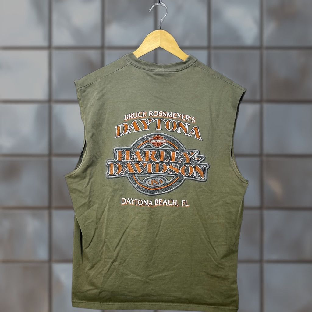 Harley Davidson VINTAGE Harley-Davidson Sleeveless Shirt XL Eagle Green Men T-Shirt Size US XL / EU 56 / 4 - 1 Thumbnail