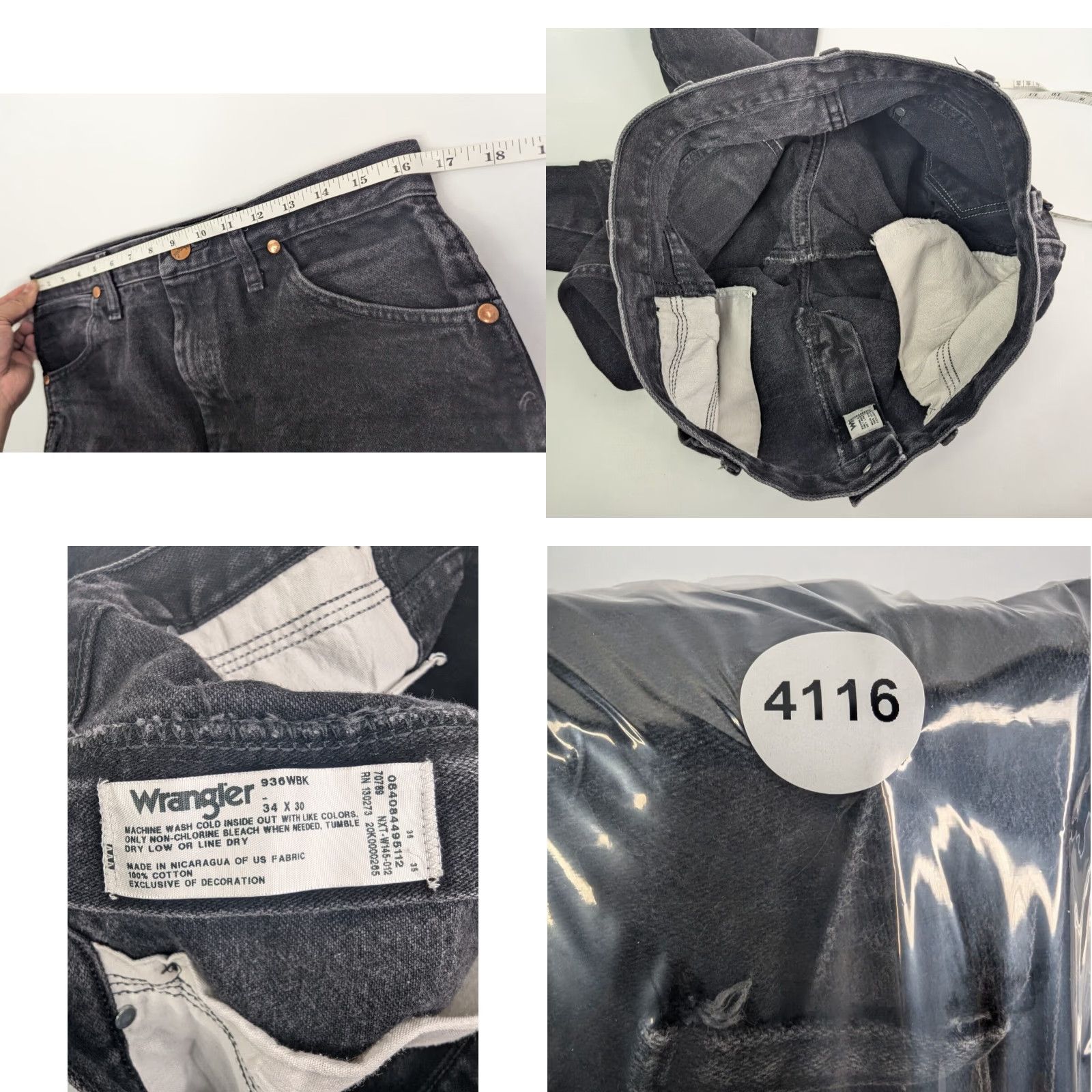 Wrangler Wrangler Black Denim Jeans Men's 34x30 Cowboy Cut Western 936WBK Wrangler Cowboy Cut Denim Jeans 34x30 Black 5-Pocket Western Wrangler Mens Size US 32 / EU 48 - 8 Thumbnail