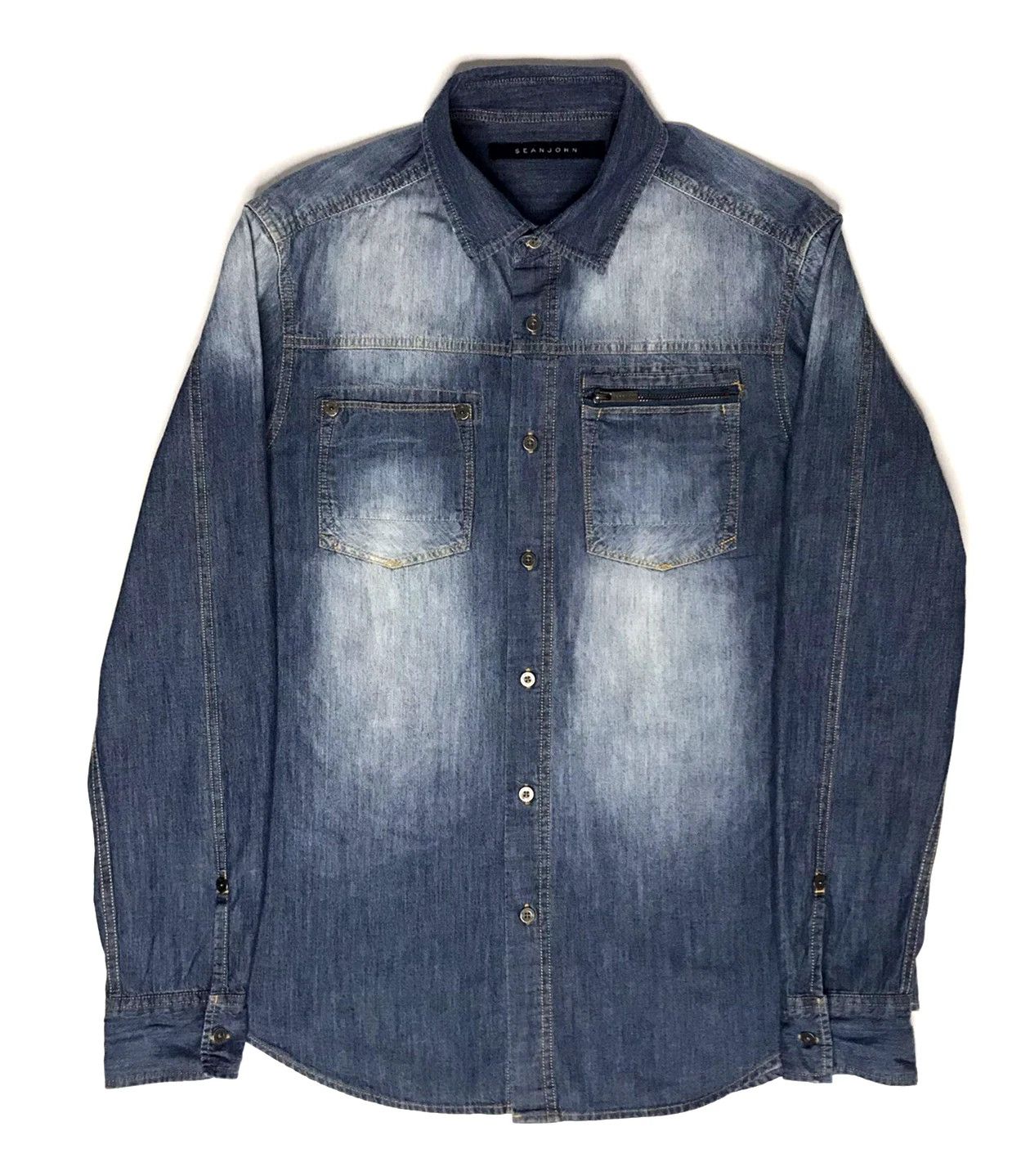 Sean John Sean John Denim Washed Cotton Button Shirt Men’s Sz M Size US M / EU 48-50 / 2 - 3 Thumbnail