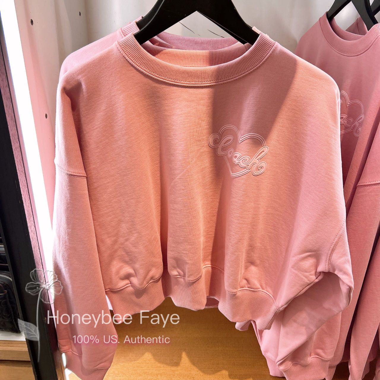 Image of Coach Women's Heart Crewneck Cp225 in Pink (Size XL)