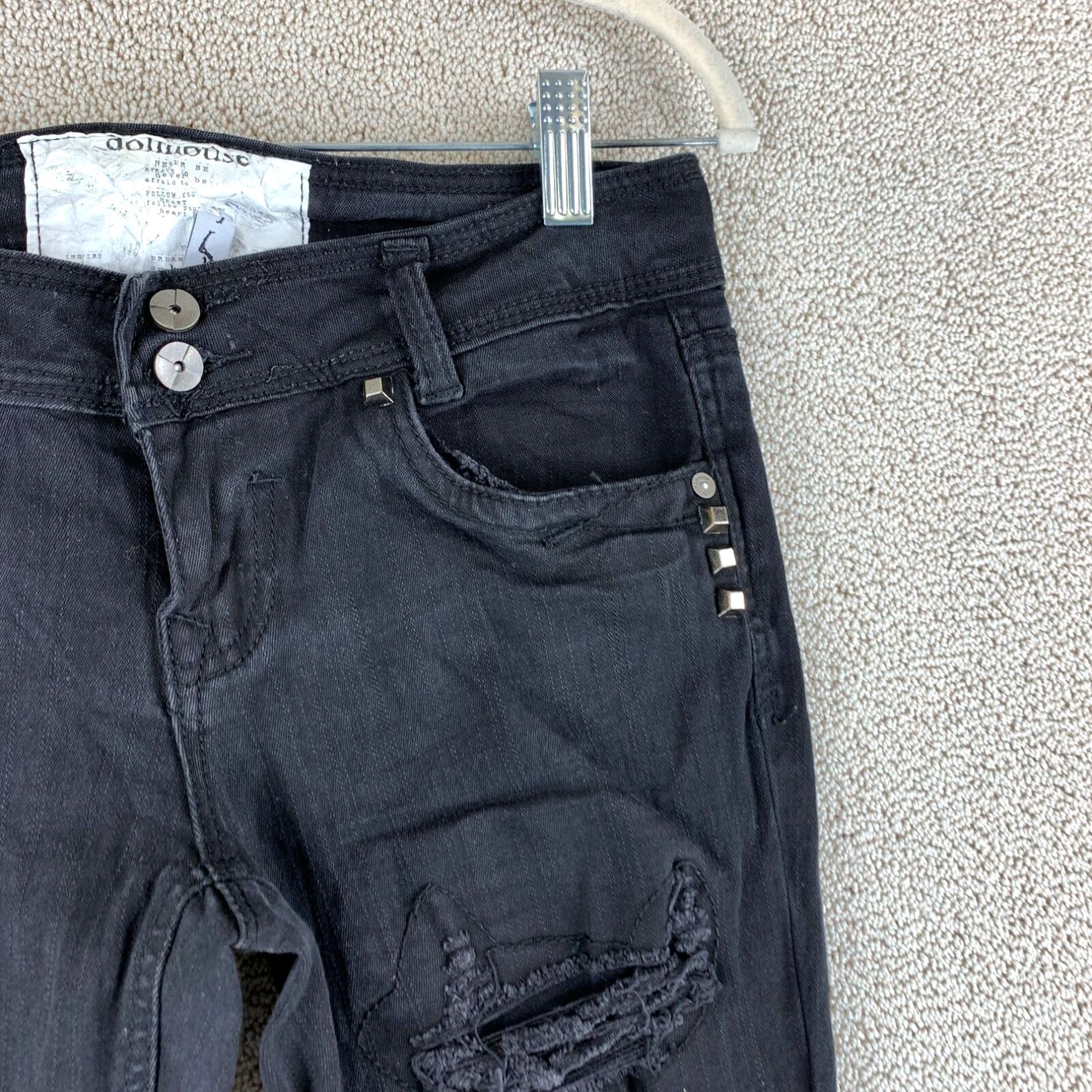 Vintage Dollhouse Bootcut Jeans Women's 7 Black Low Rise 2Button