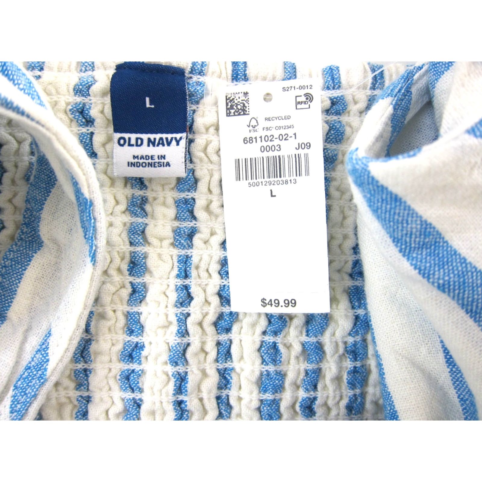 Old Navy NWT Old Navy Linen Rayon Blue White Stripe Pocket Midi Tank Sun Dress Large Size L / US 10 / IT 46 - 3 Thumbnail