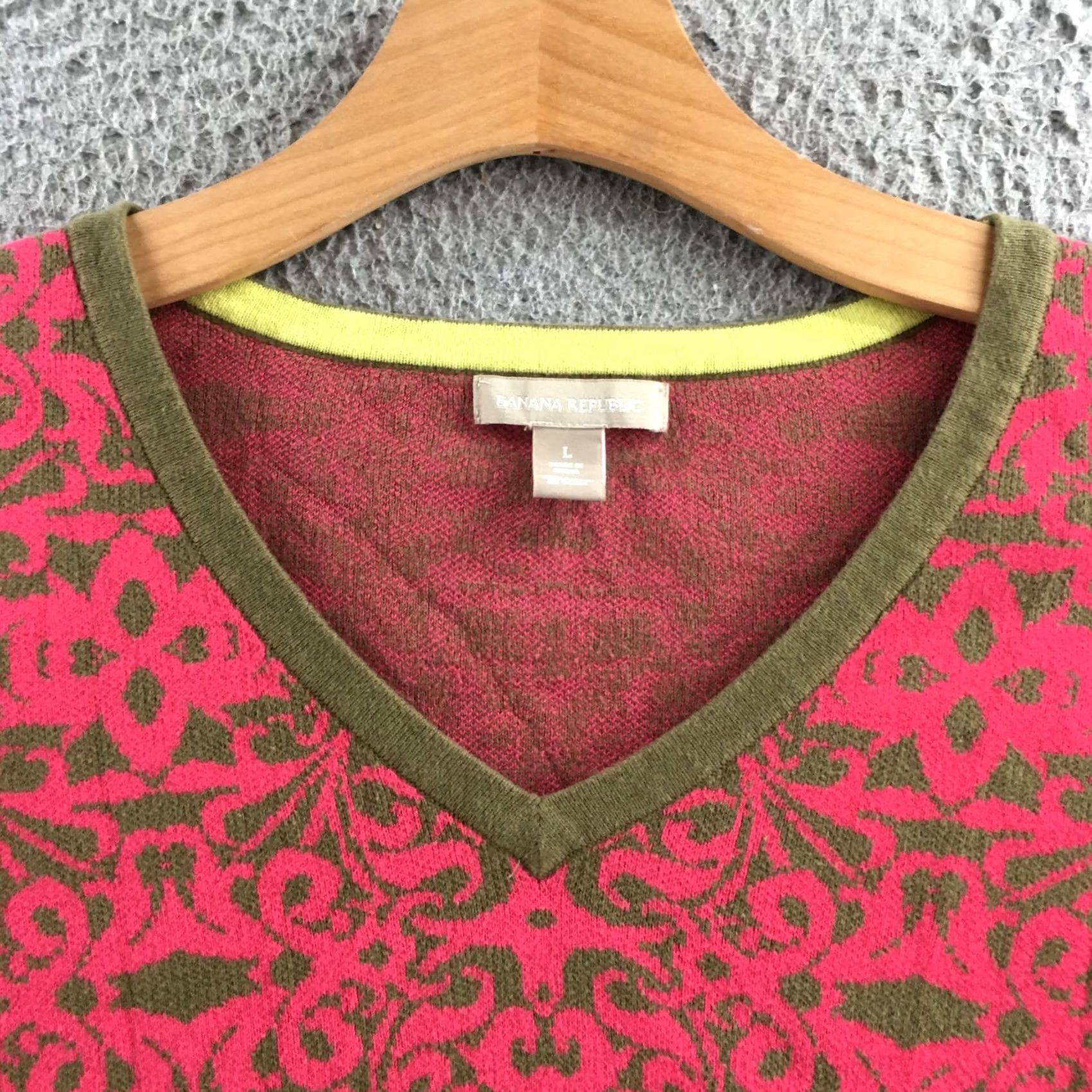 Banana Republic Banana Republic Long Sleeve Sweater Tee Womens L Multicolor V-Neck Pullover Casual Knit Cotton Size L / US 10 / IT 46 - 3 Thumbnail