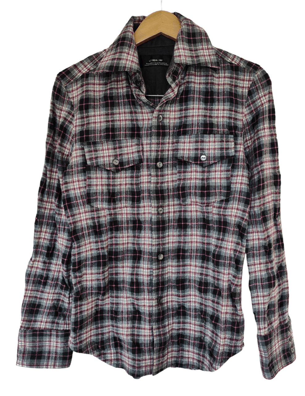 image of Japanese L7 Real Hip Patchwork Flannel Shirt in Black, Men's (Size XS)