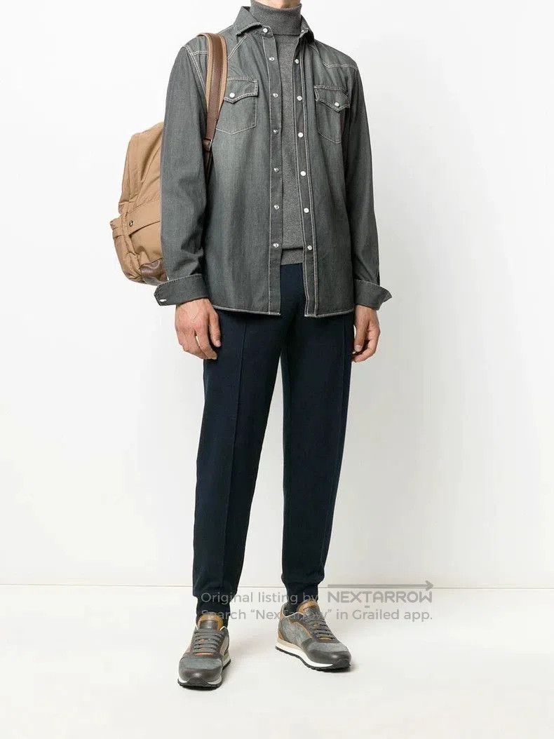 Brunello Cucinelli Brunello Cucinelli Denim Button-Up Shirt. Size US XL / EU 56 / 4 - 2 Thumbnail