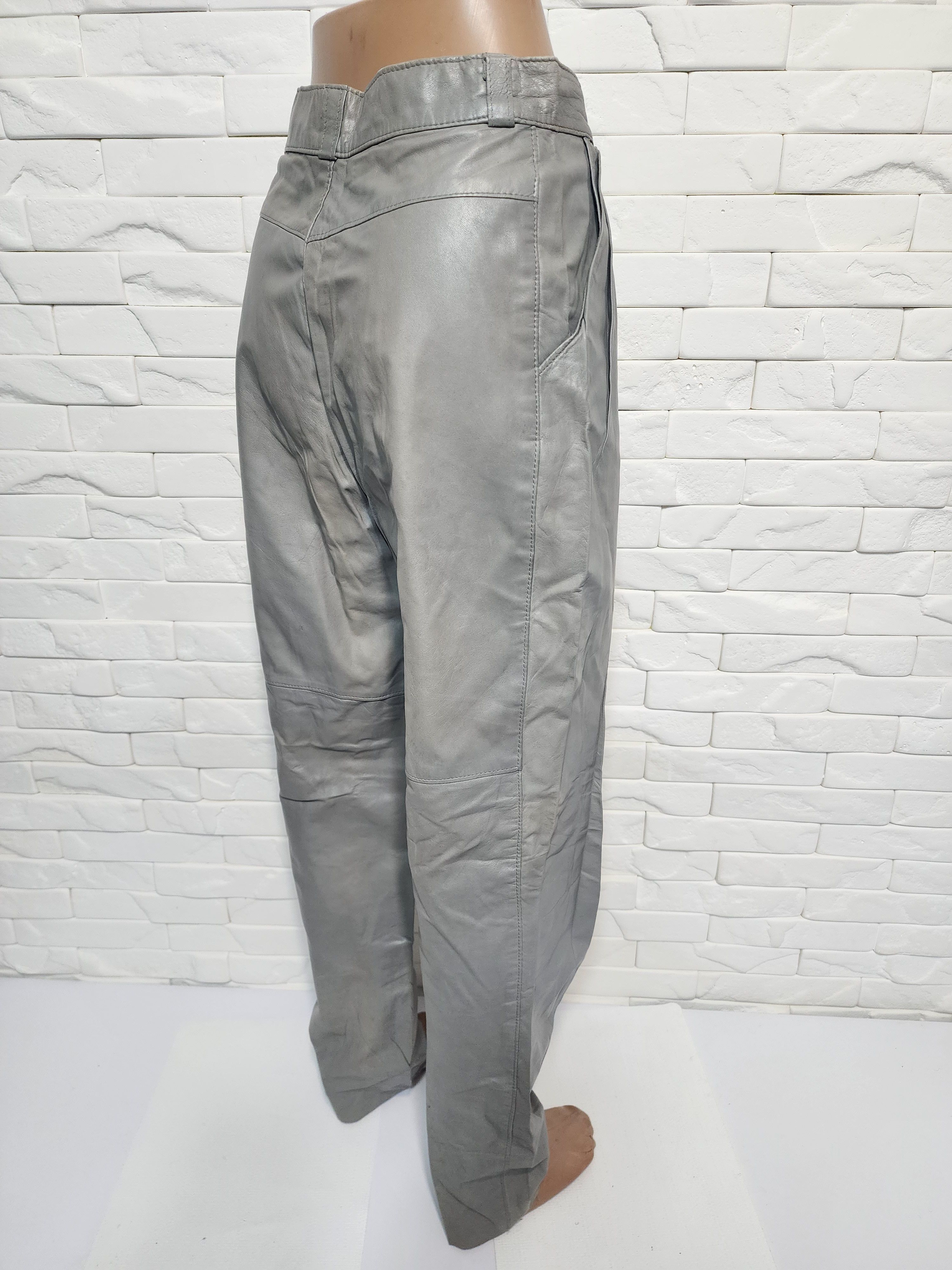 Genuine Leather Gray Women's Leather Pants. Size 27" / US 4 / IT 40 - 6 Thumbnail