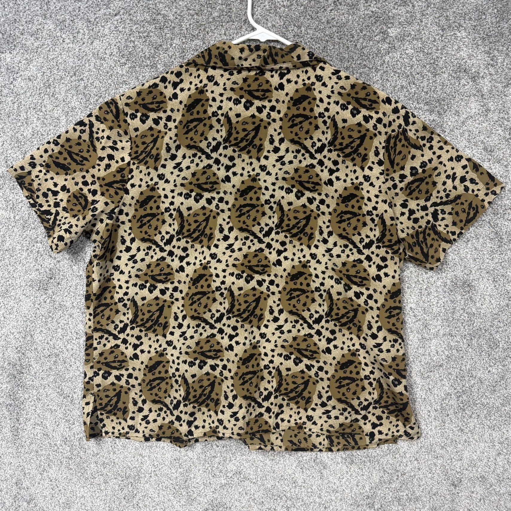 Vintage VINTAGE Notations Button-Up Blouse XL Brown Leopard Animal Print Womens Short Sleeve Office Workwear Size XL / US 12-14 / IT 48-50 - 5 Thumbnail