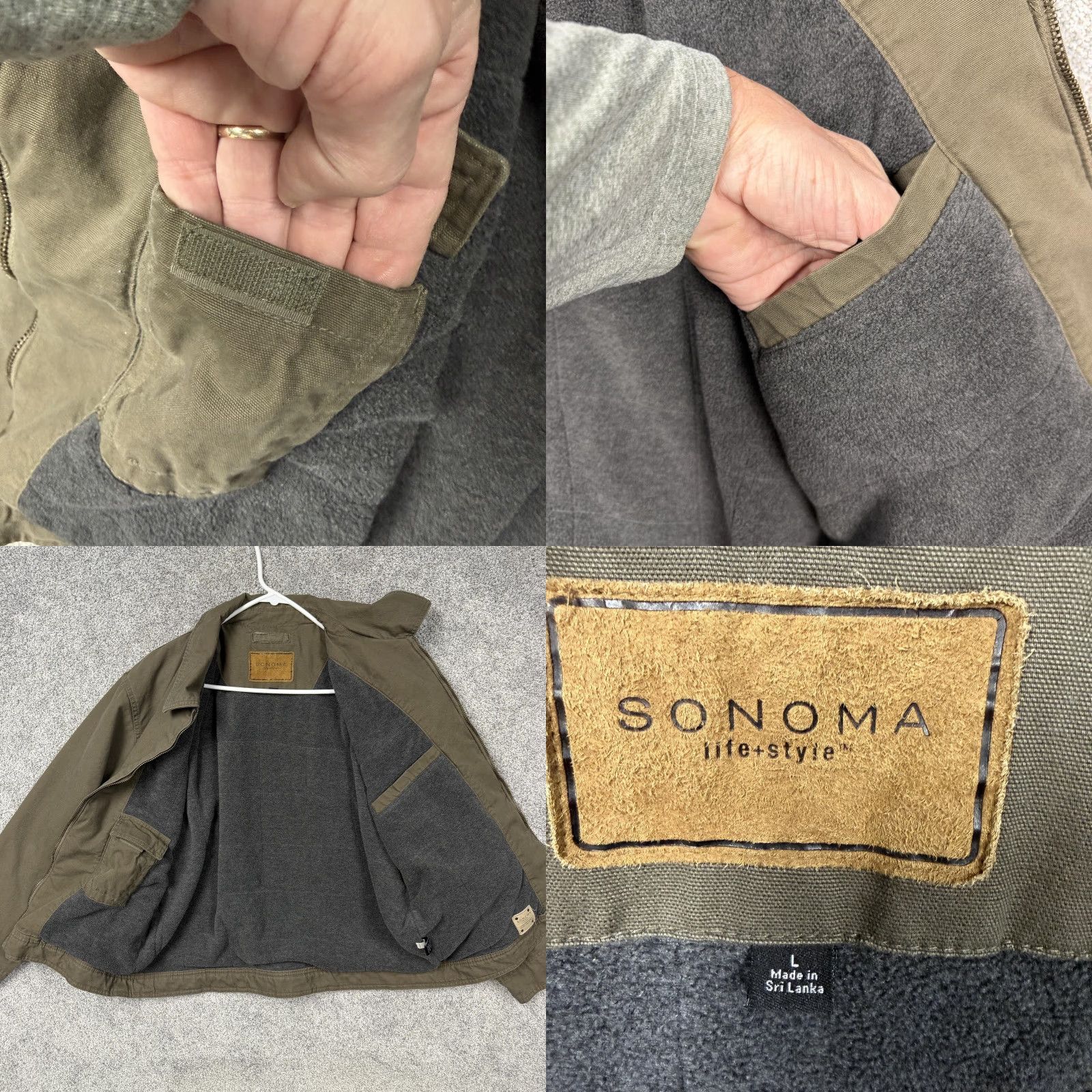 Vintage SONOMA life+style Bomber Jacket Mens L Brown Canvas Fleece Lined Workwear Size US L / EU 52-54 / 3 - 9 Thumbnail