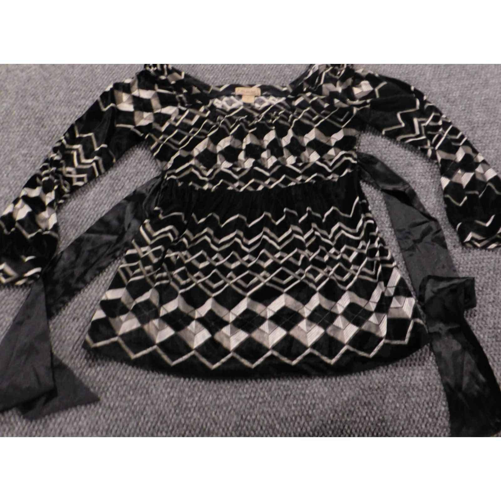Vintage Art & Soul Womens Top Small black pullover striped Crew Neck Long Sleeve Stretch Blouse Casual Shirt Size S / US 4 / IT 40 - 2 Thumbnail