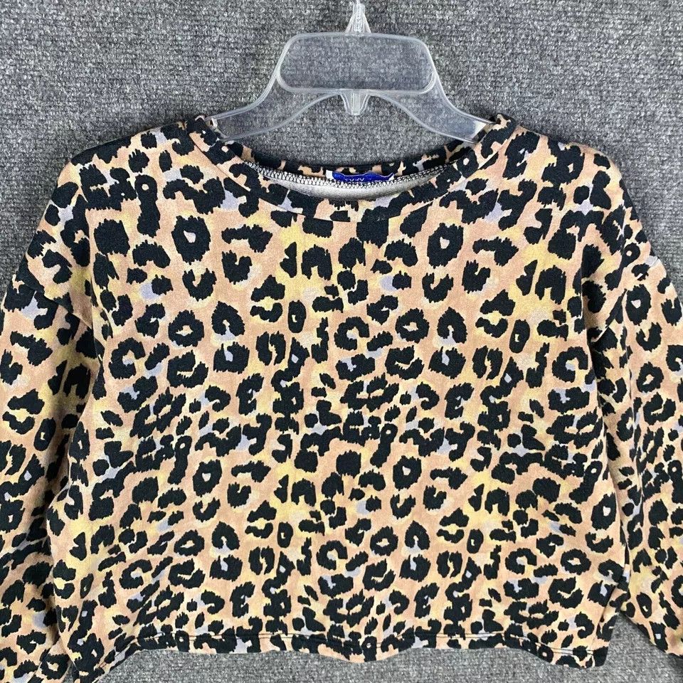 Zara Zara Sweatshirt Women's Cropped Cheetah Print Pullover L Size L / US 10 / IT 46 - 2 Thumbnail