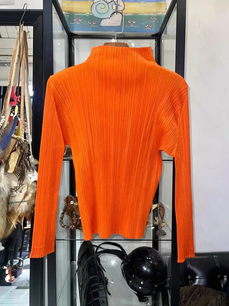 Issey Miyake Issey Miyake Orange pleated long-sleeved shirt Size M / US 6-8 / IT 42-44 - 2 Thumbnail