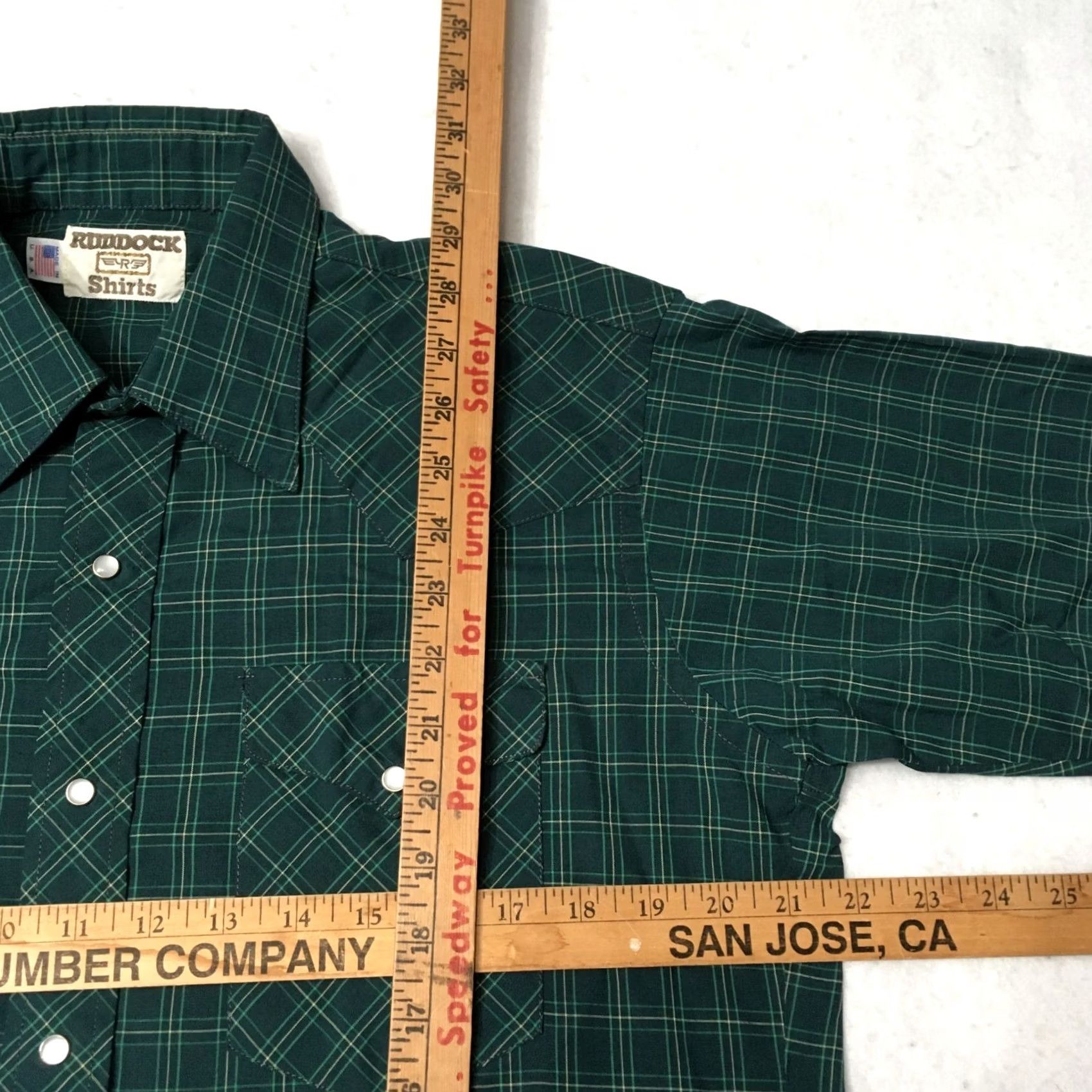 Vintage Ruddock Bros Green Plaid Short Sleeve Pearl Snap Western Shirt Mens XL Size US XL / EU 56 / 4 - 3 Thumbnail