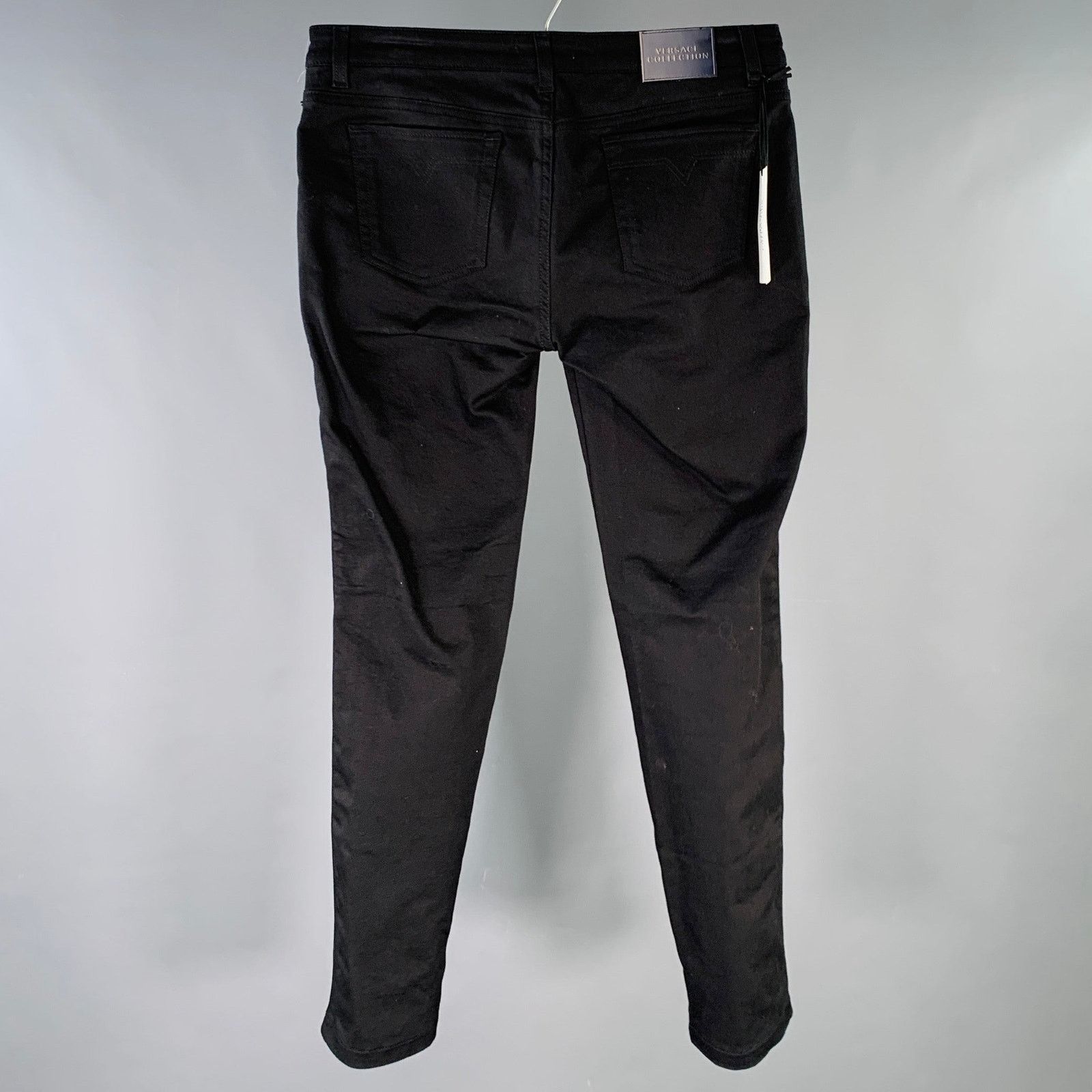 Versace VERSACE COLLECTION Donna Black Cotton Studded Skinny Jeans Size 30" / US 8 / IT 44 - 3 Thumbnail