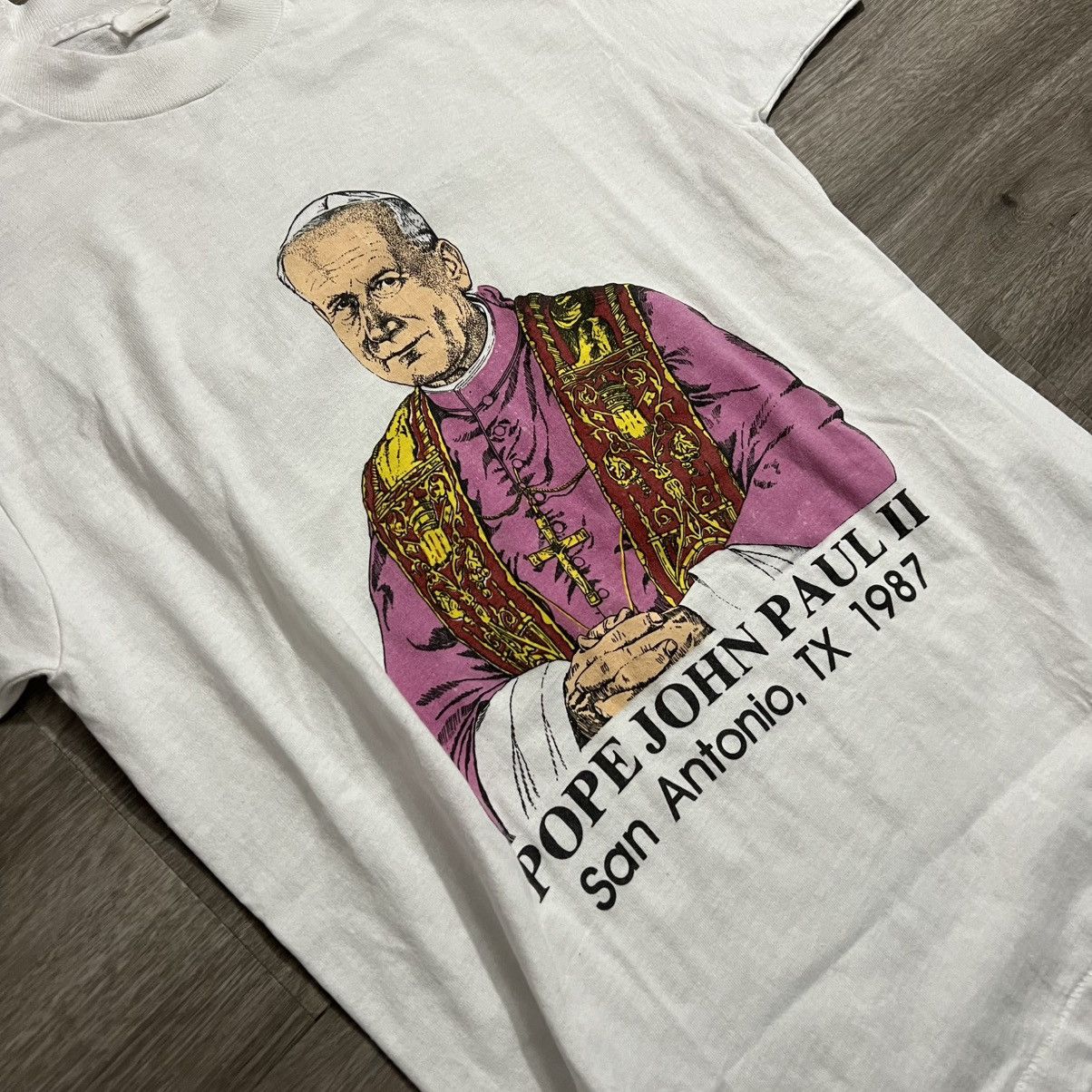 Vintage Vintage Pope John Paul II 1987 Tee Size US M / EU 48-50 / 2 - 11 Thumbnail