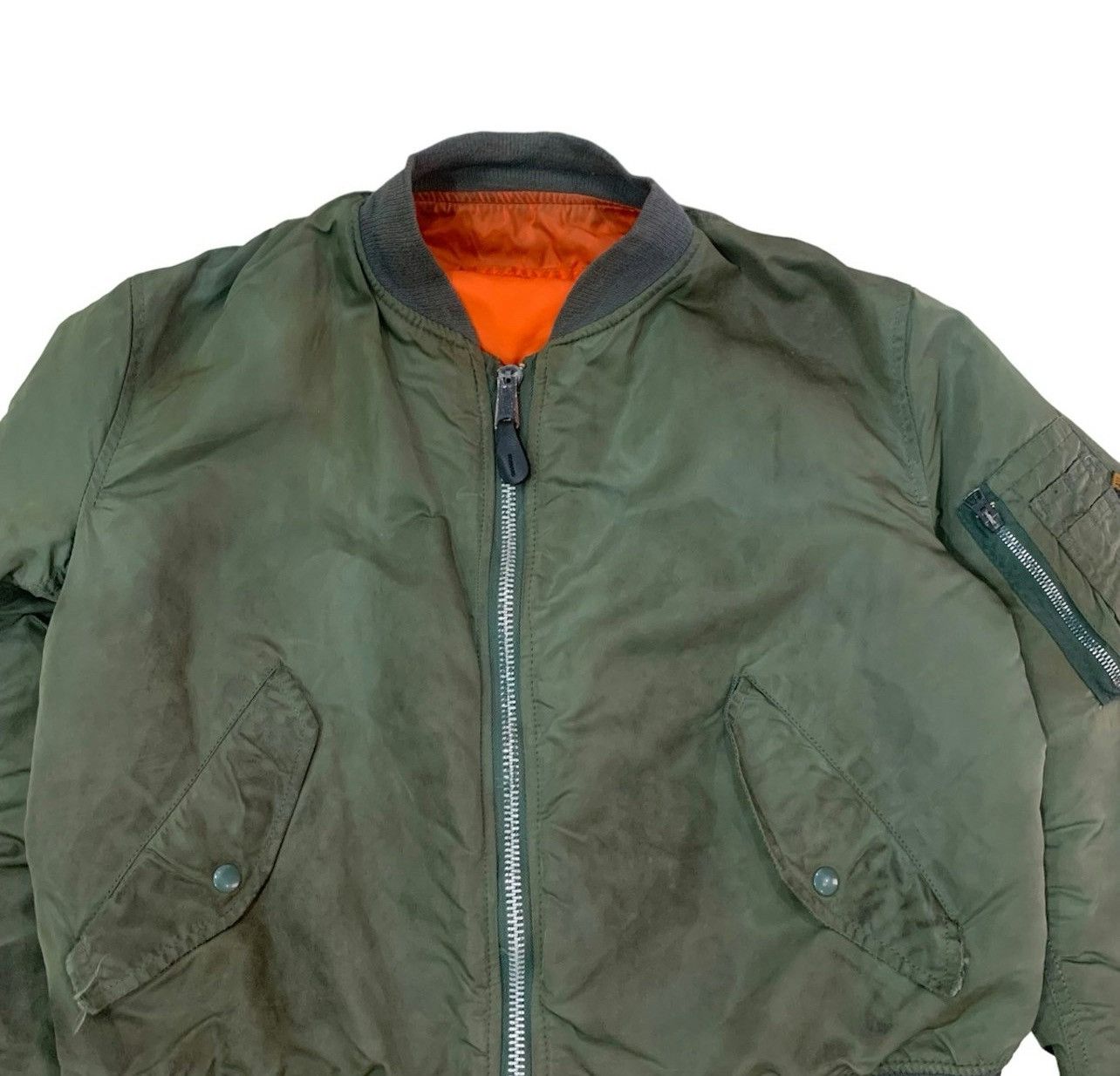 Distressed Alpha Industries MA-1 Reversible Bomber Jacket