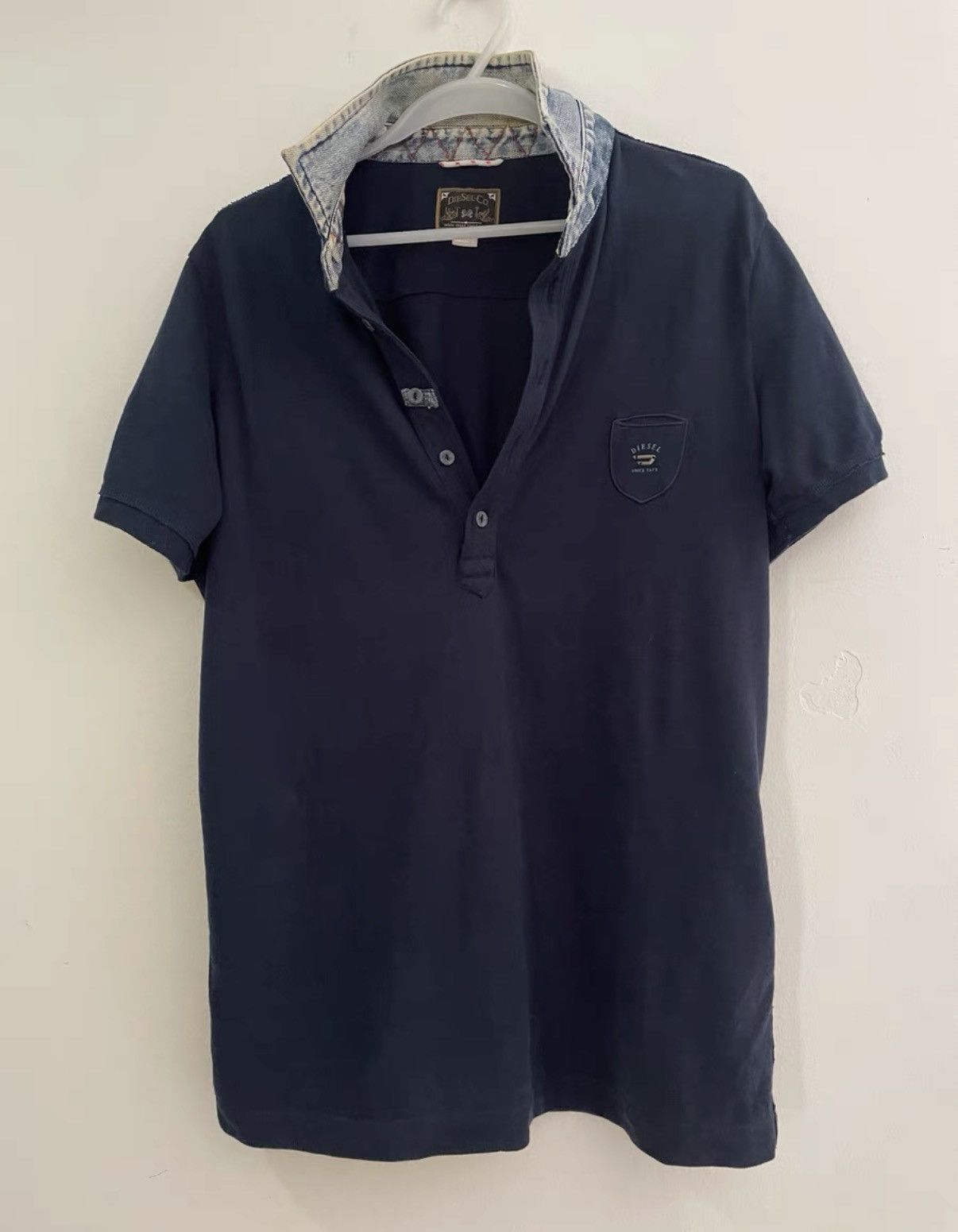 Diesel Diesel Denim Collar Paneled Polo Shirt / Short Sleeve Size US S / EU 44-46 / 1 - 1 Thumbnail