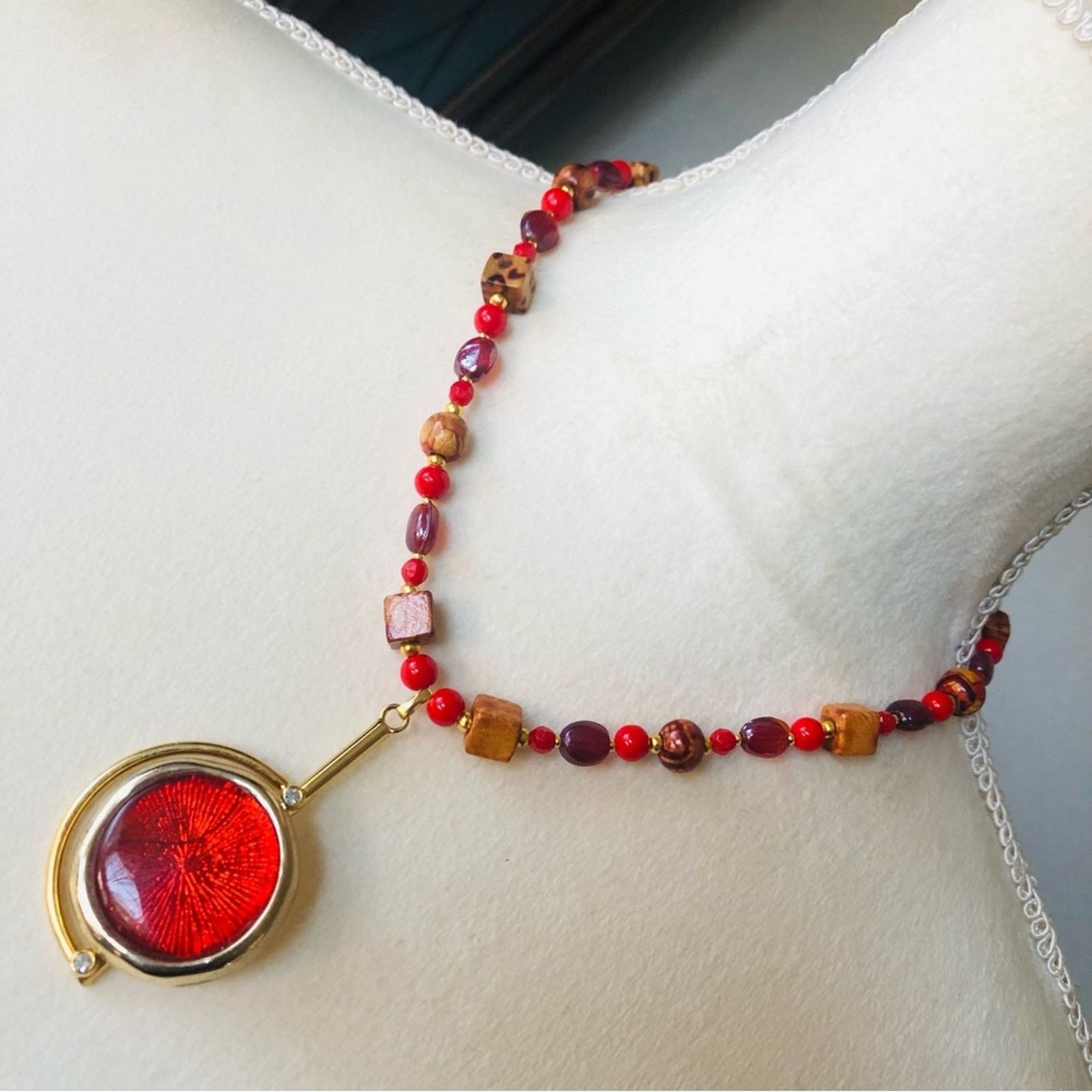 Handmade Handcrafted repurpose mixed bead crackle Pearl necklace Size ONE SIZE - 1 Thumbnail