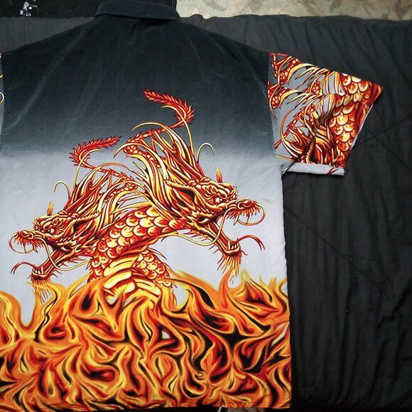 Vintage Vintage Y2K MT:2 Dragons Flames AOP Button Shirt Size US L / EU 52-54 / 3 - 5 Thumbnail