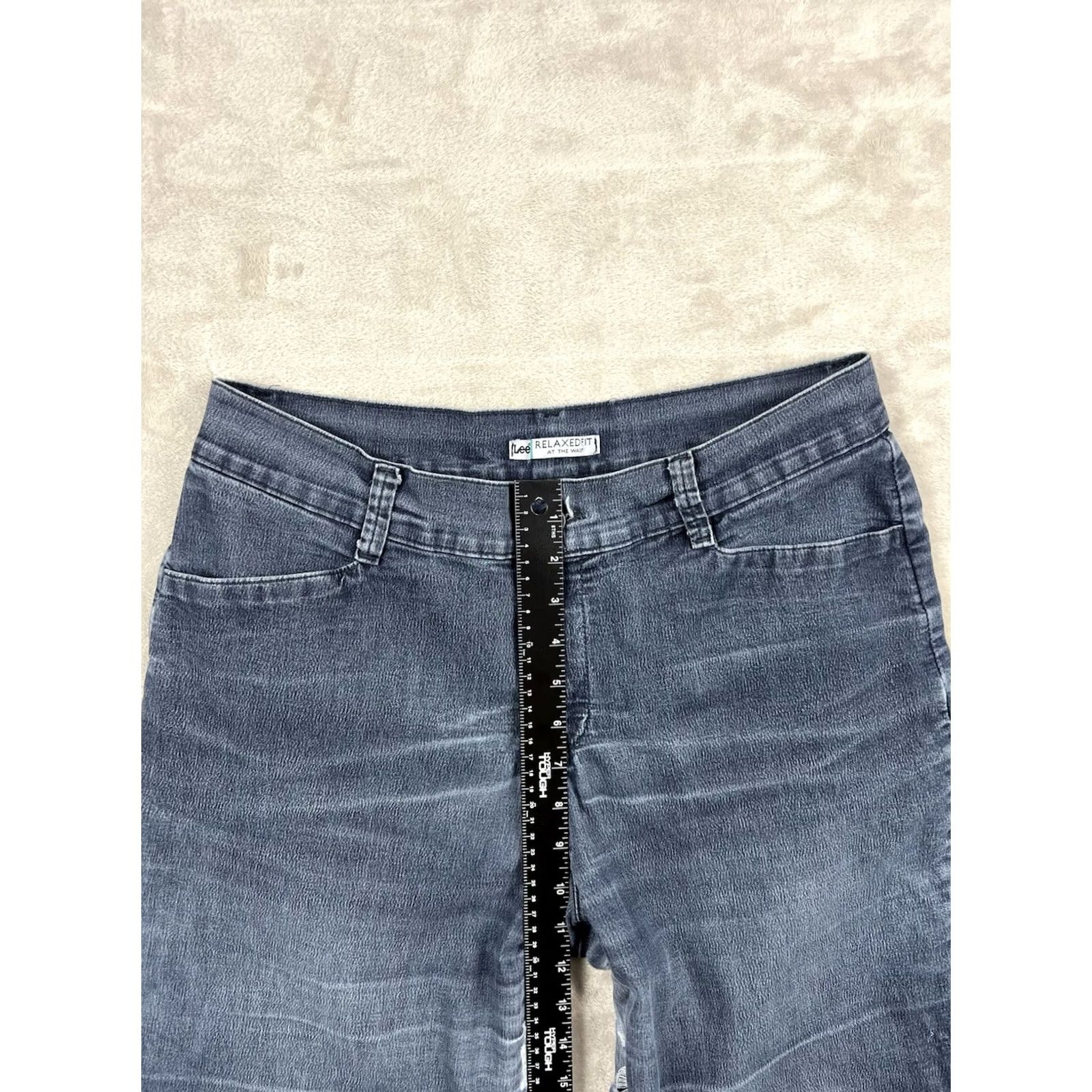 Lee Lee Jeans Women's Relaxed Fit Straight Leg Dark Wash Denim Pants 14P Petite Jeans Mens Womens Girls Size 36" / US 14 / IT 50 - 4 Thumbnail