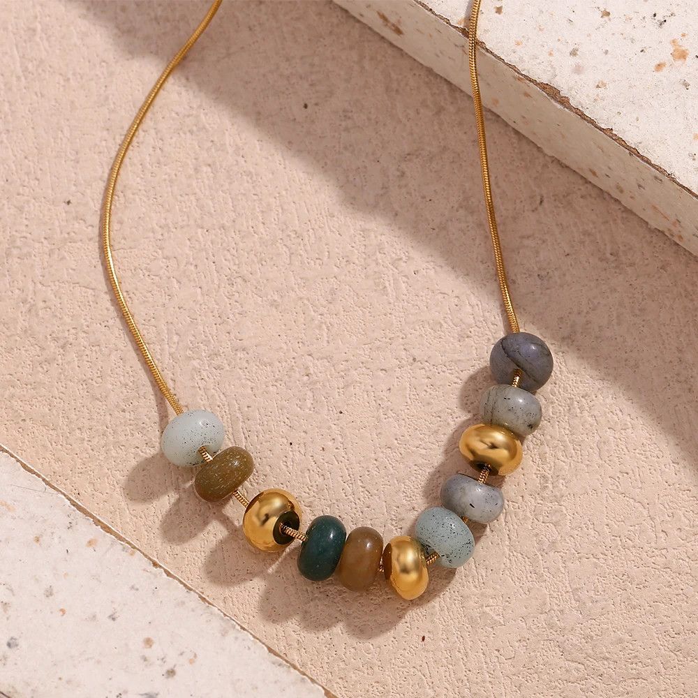 Jewelry × Vintage Natural Stone Beaded Snake Chain Necklace Size ONE SIZE - 2 Thumbnail