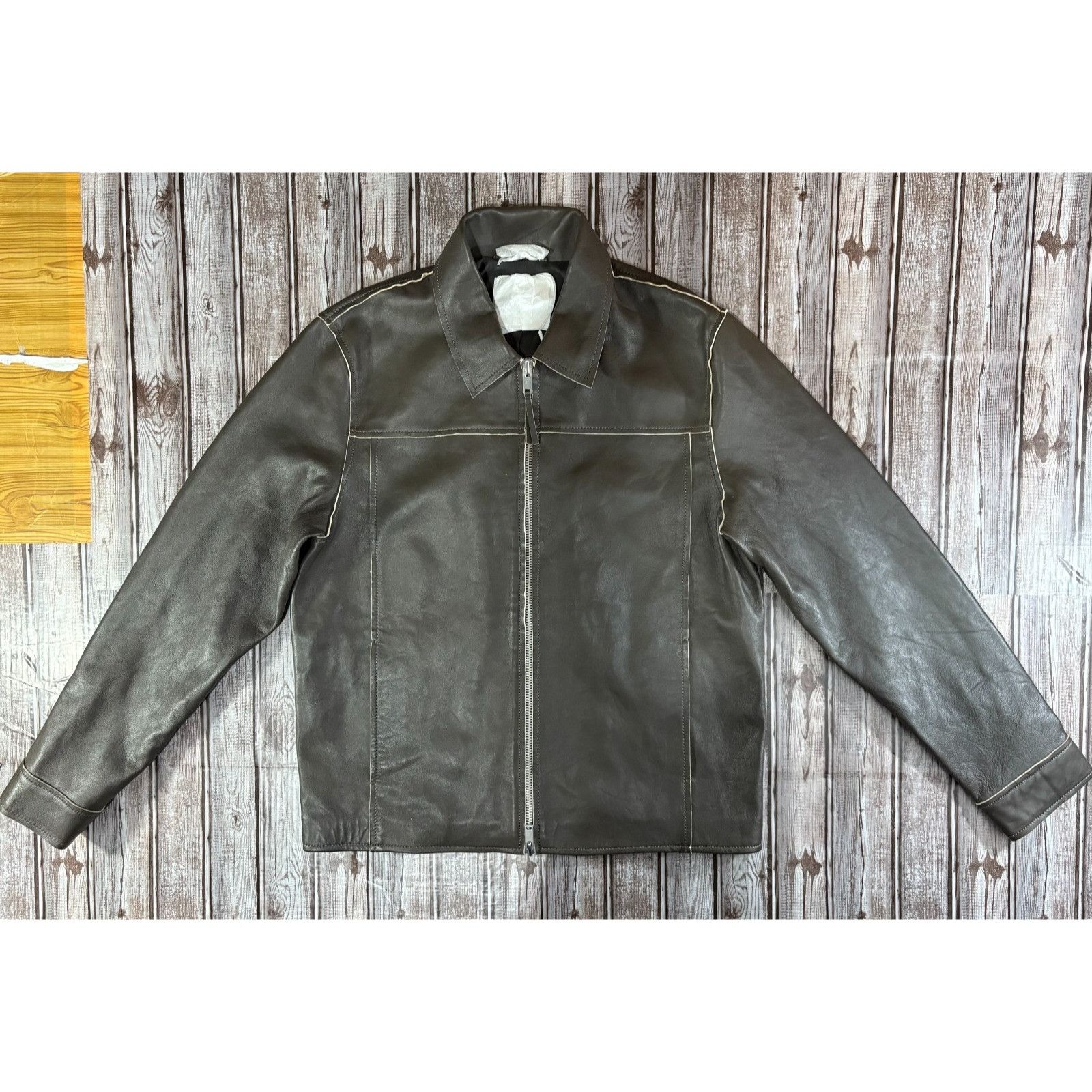 Samsoe Samsoe SAMSOE SAMSOE Samilton leather jacket size L color Black oli Size US L / EU 52-54 / 3 - 11 Thumbnail
