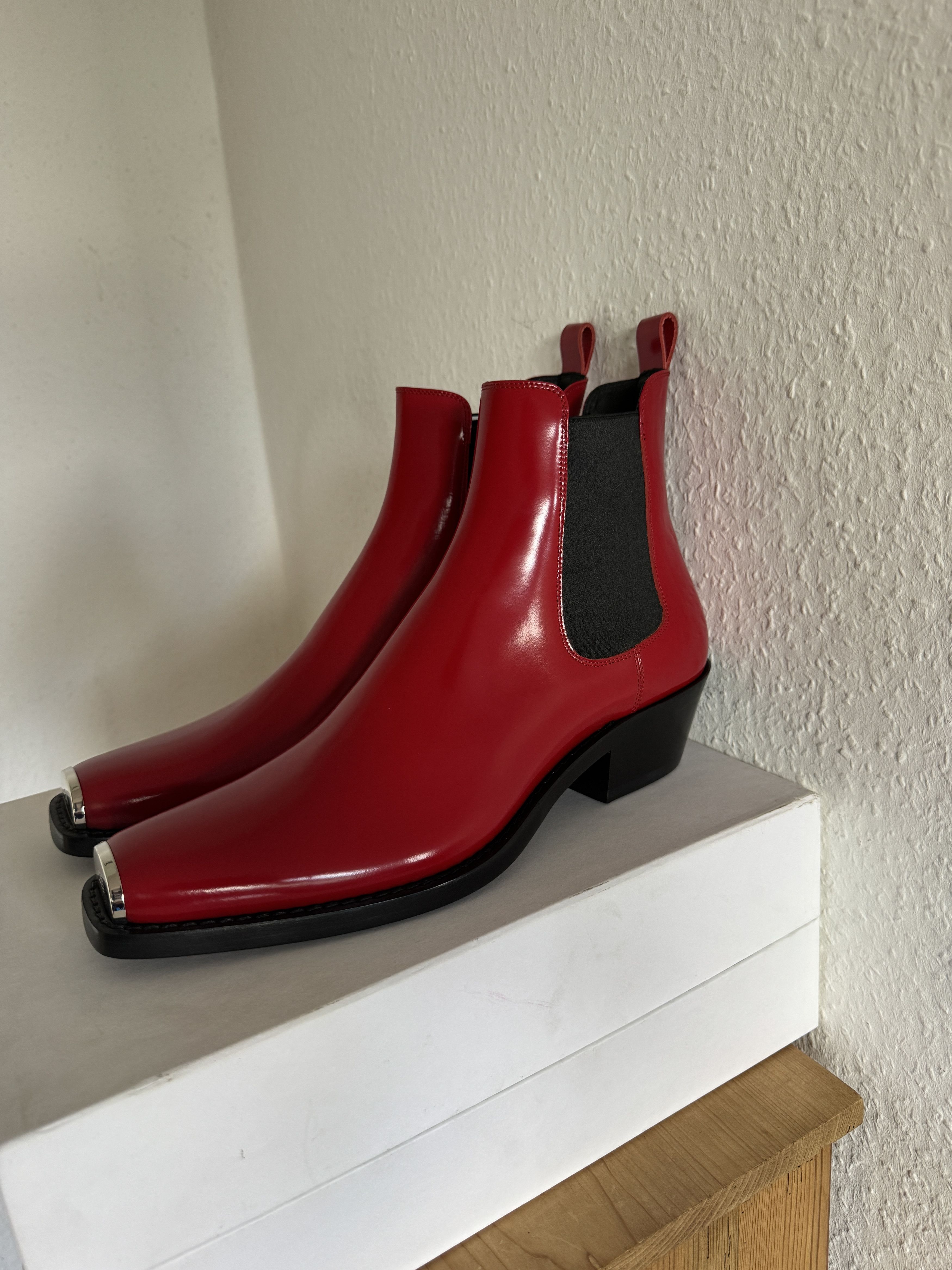 Calvin Klein 205W39NYC Red Leather Chelsea Boot Size US 13 / EU 46 - 8 Thumbnail