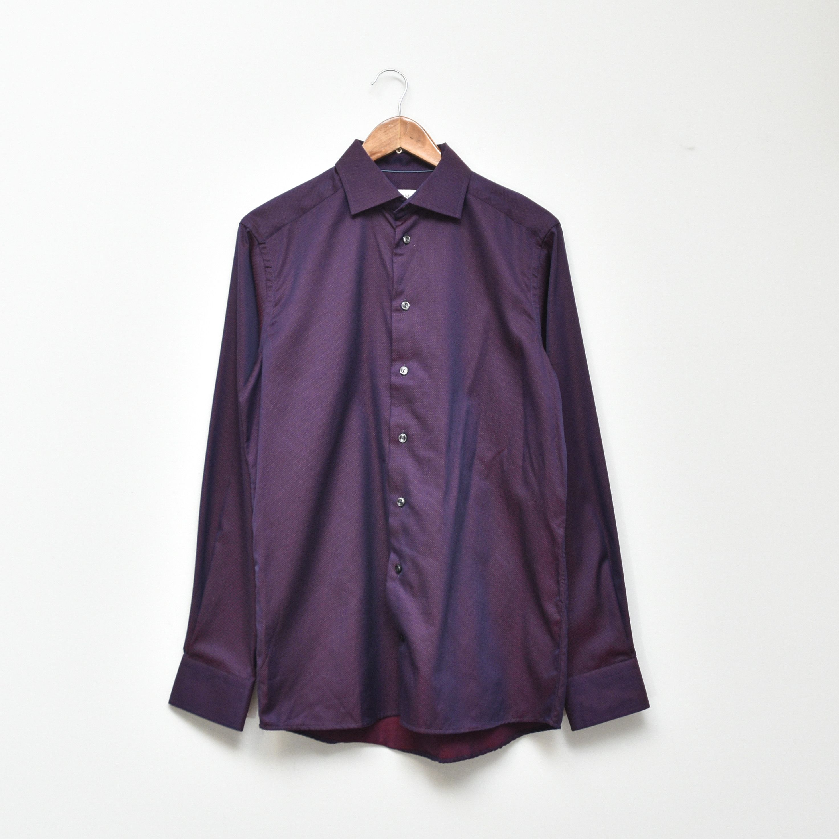 Eton Eton Contemporary Fit Shirt Purple Red Micro Pattern 39 15.5 Size US M / EU 48-50 / 2 - 1 Thumbnail