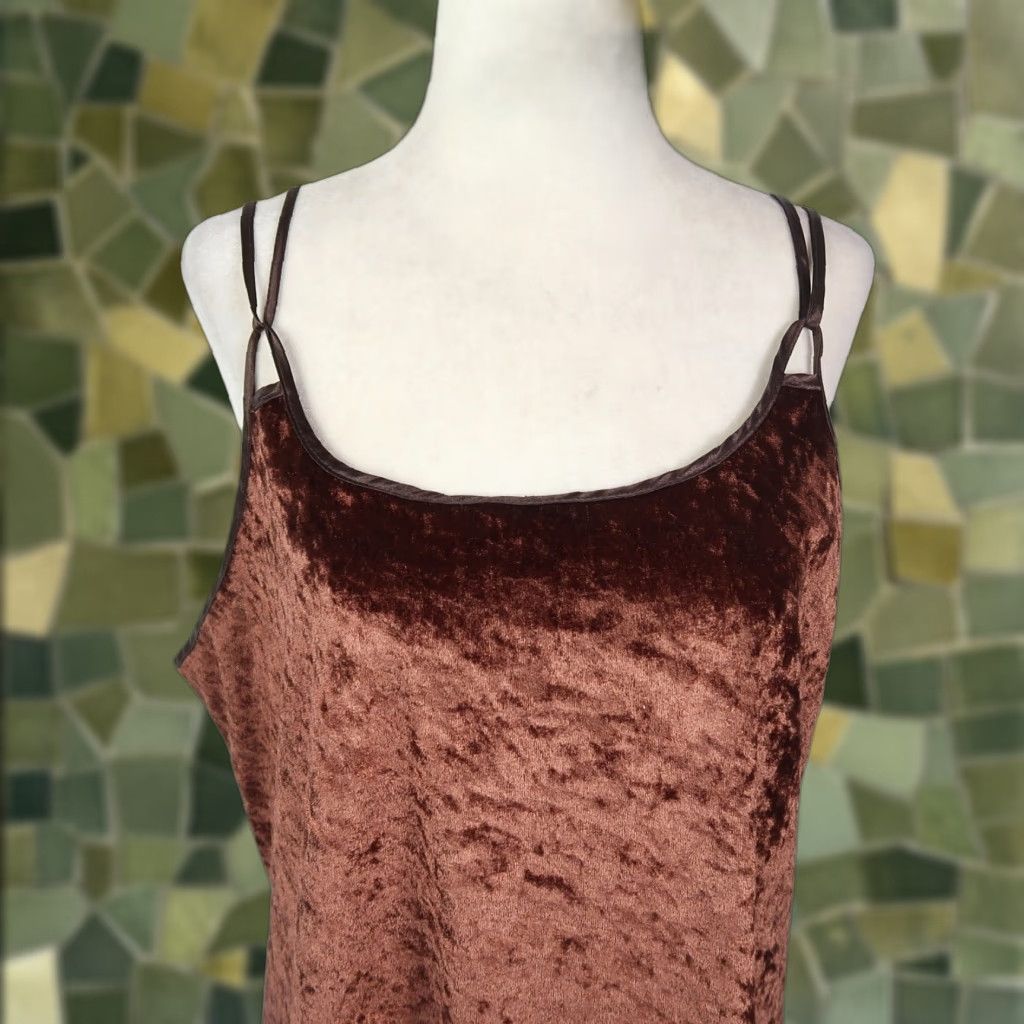 Velvet VINTAGE California Miss Velvet Slip Mini Dress L Brown 80s Womens Size L / US 10 / IT 46 - 1 Thumbnail