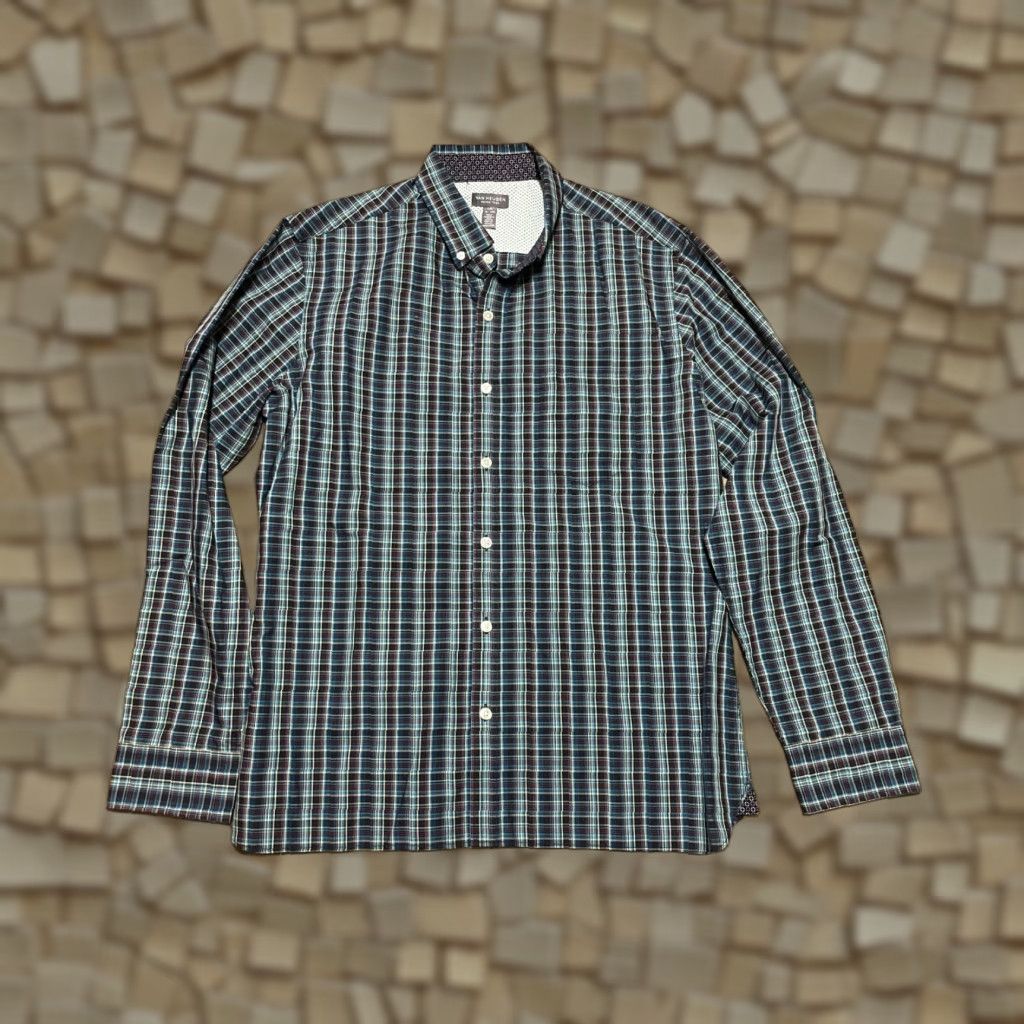 Van Heusen Van Heusen Shirt Men L Blue Plaid Button Up Vintage No Size US L / EU 52-54 / 3 - 1 Thumbnail