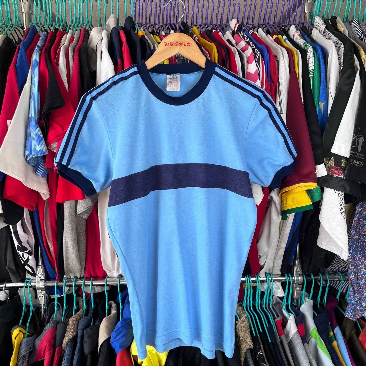 Adidas x2 80s Retro Adidas Trefoil Striped Tshirt Made in Ireland Size US S / EU 44-46 / 1 - 11 Thumbnail
