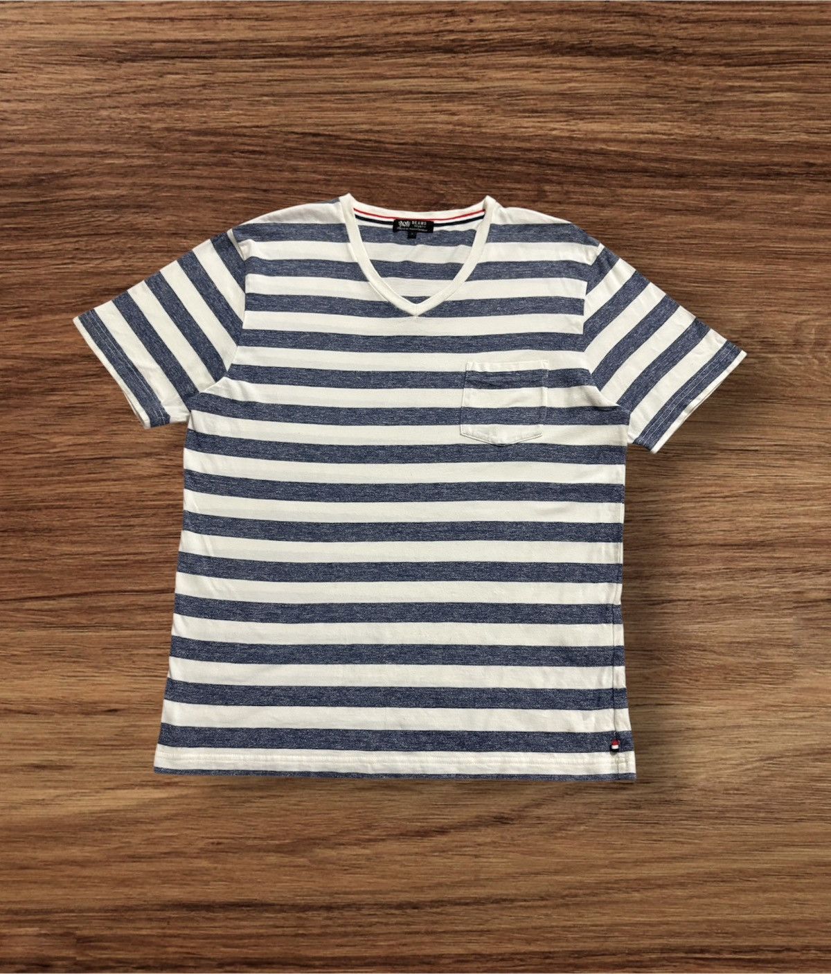 Beams Plus × Japanese Brand × Vintage Japanese Brand BEAMS HEART Striped Vneck T-Shirt Size US M / EU 48-50 / 2 - 1 Thumbnail