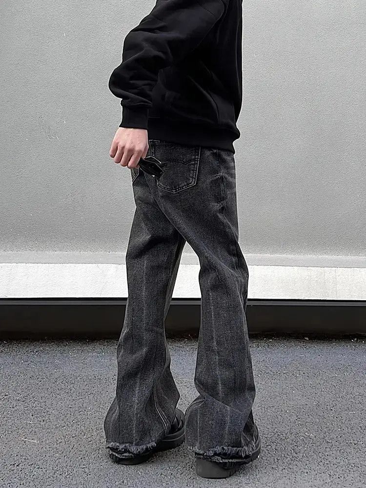Japanese Brand × Jean Straight fit loose black micro flared jeans Size US 27 - 5 Thumbnail